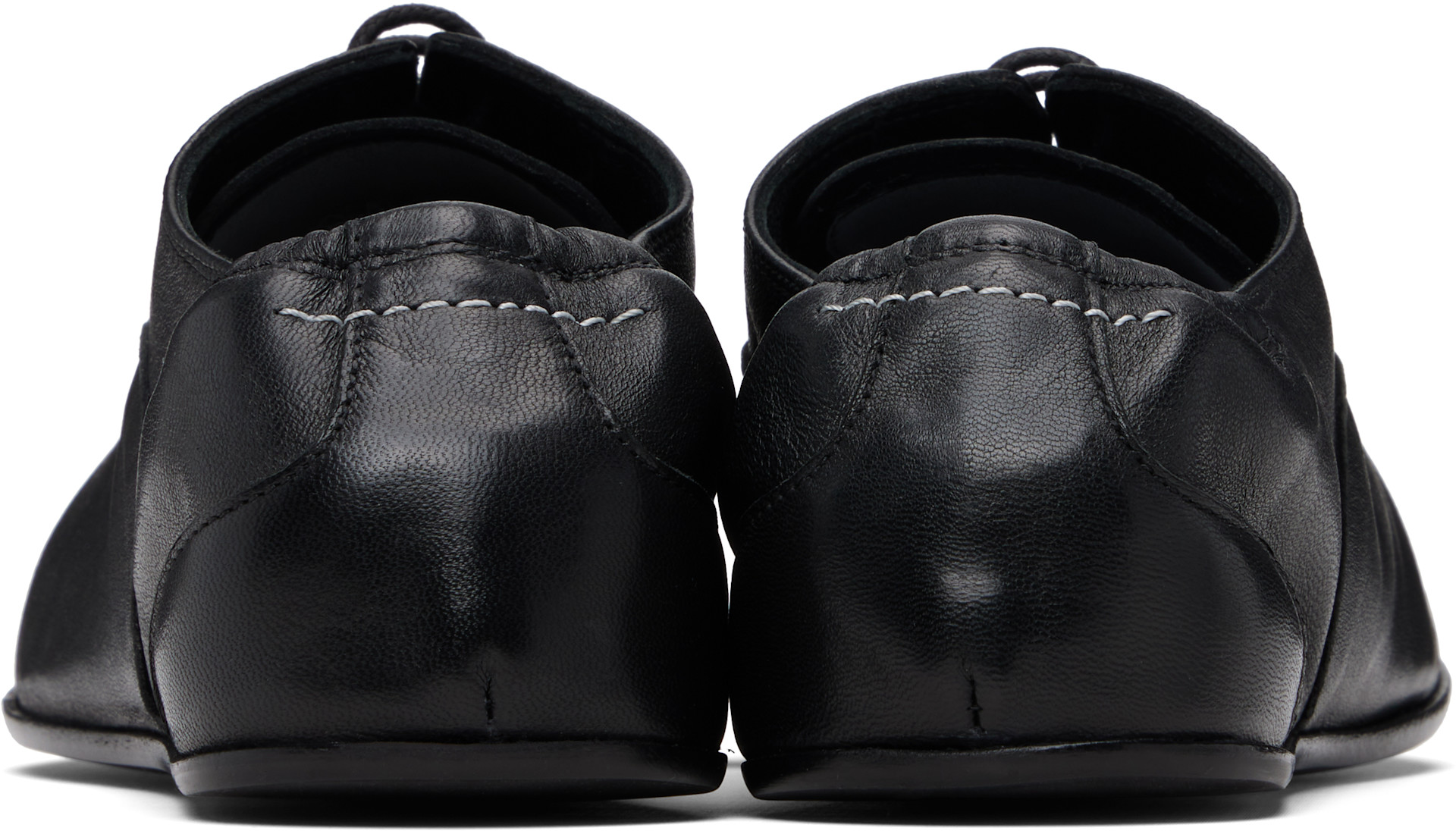 AMaison Margiela サイドジップ　レザーシューズ　サイズ42 MM6 Maison Margiela: Black Leather Oxfords | SSENSE