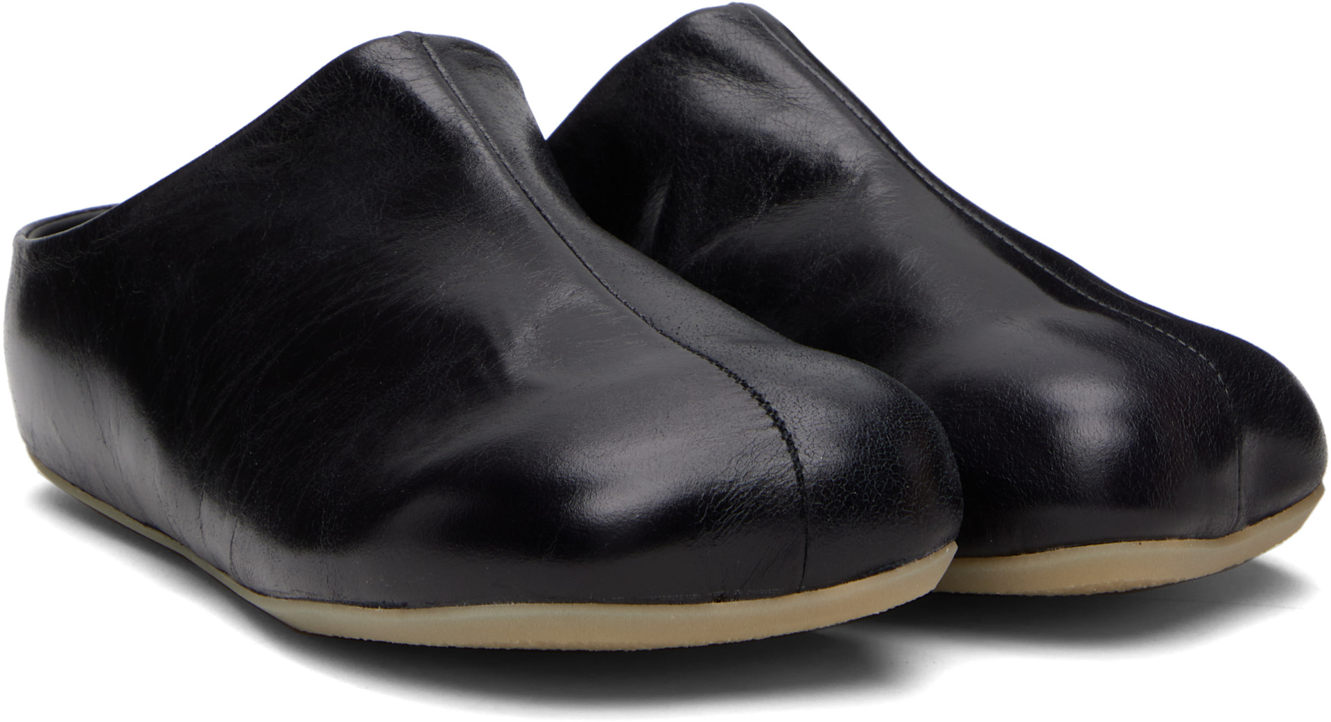 MM6 Maison Margiela: Black Factory Sabot Loafers | SSENSE