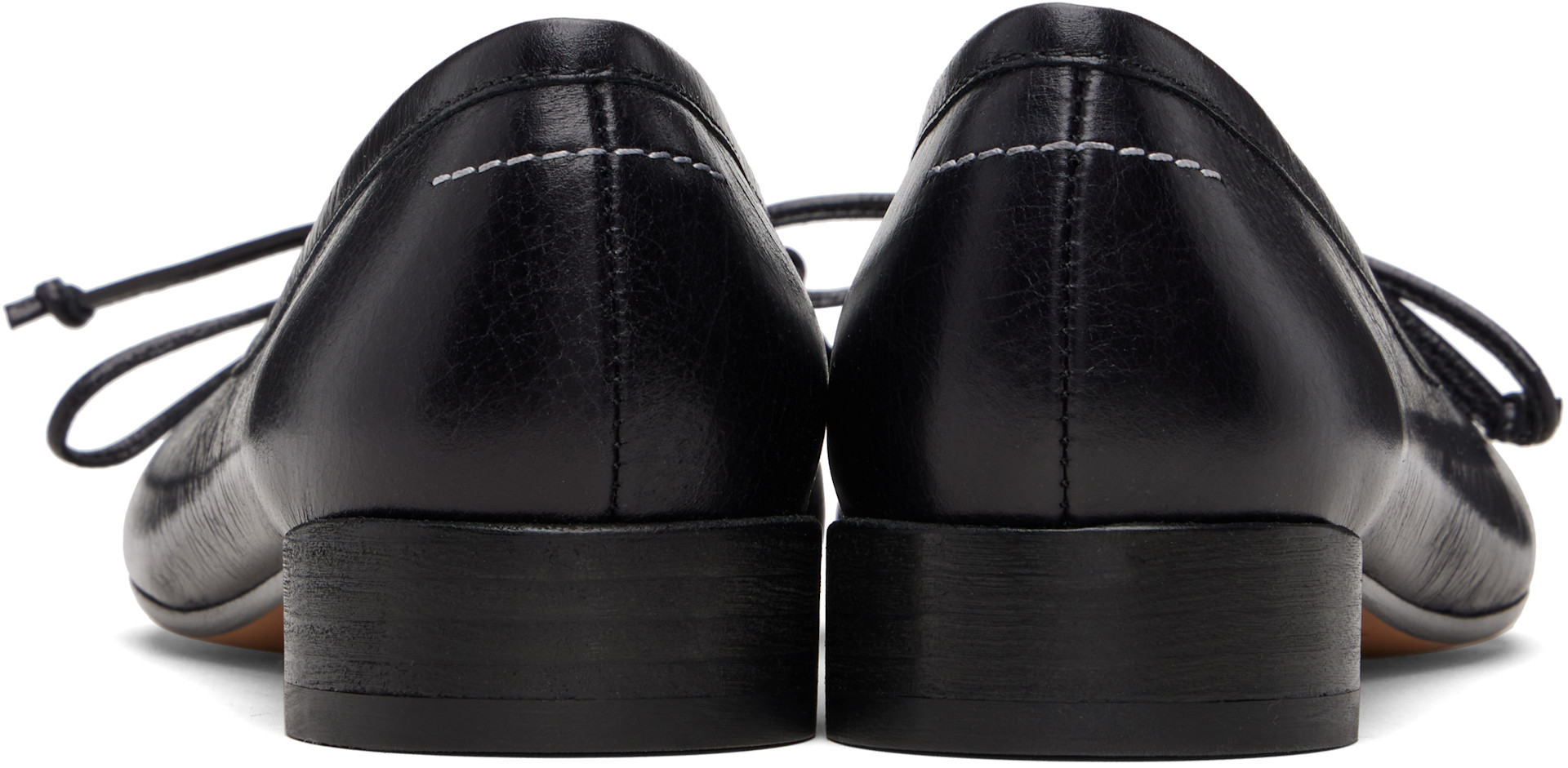 maison margiela バレリーナ　MM6 MM6 Maison Margiela: Black Anatomic Numeric Ballerina Flats | SSENSE