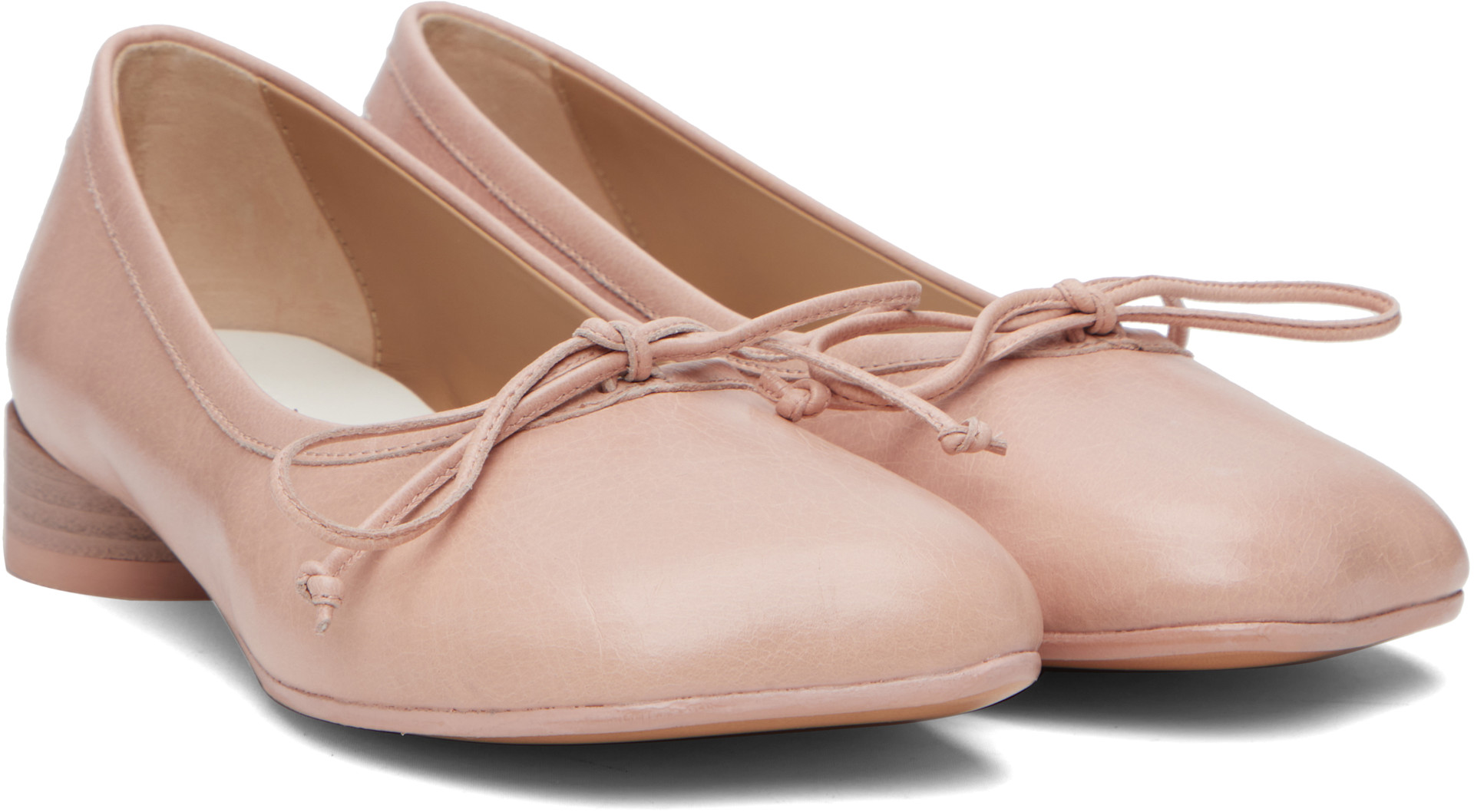 MM6 MAISON MARGIELA パンプス　ペールピンク MM6 Maison Margiela: Pink Anatomic Ballerina Flats | SSENSE Denmark