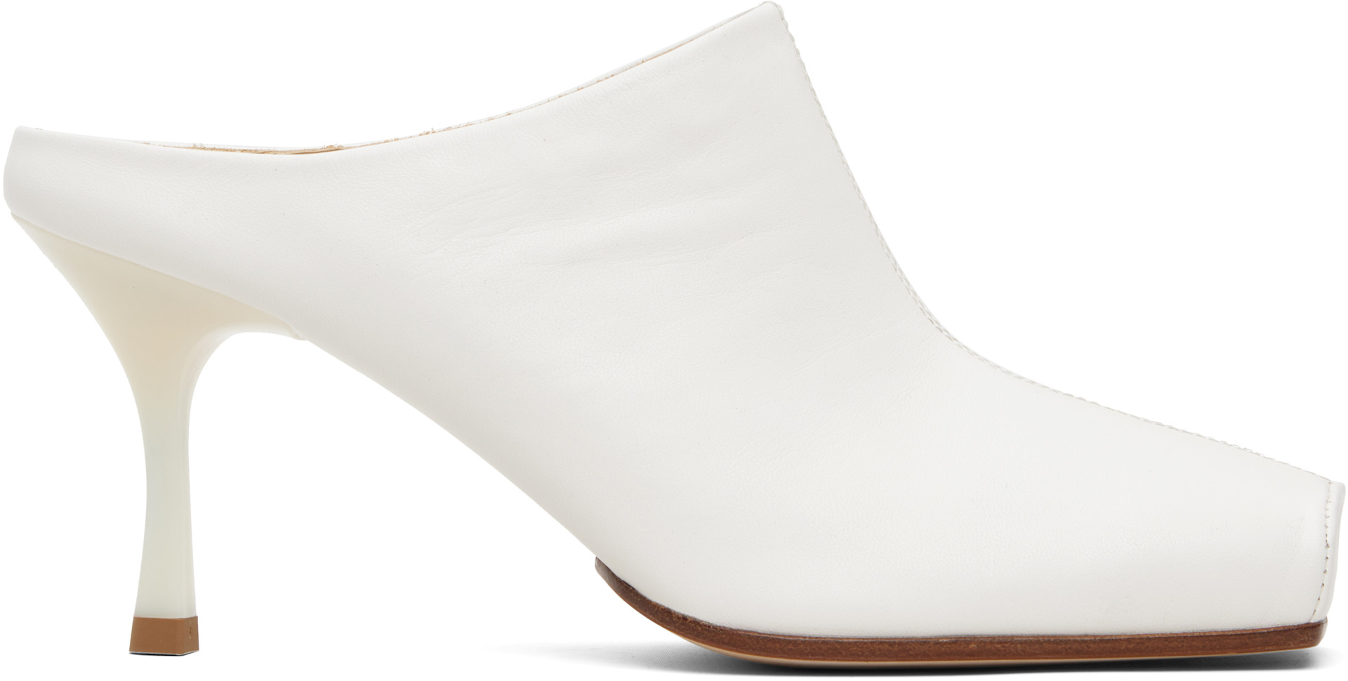 MM6 Maison Margiela: ホワイト Ballerina ミュール ヒール | SSENSE 日本