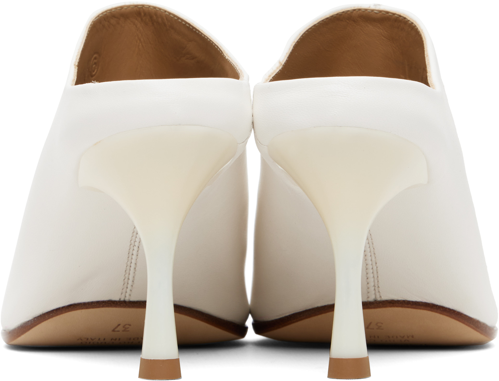 MM6 Maison Margiela: ホワイト Ballerina ミュール ヒール | SSENSE 日本