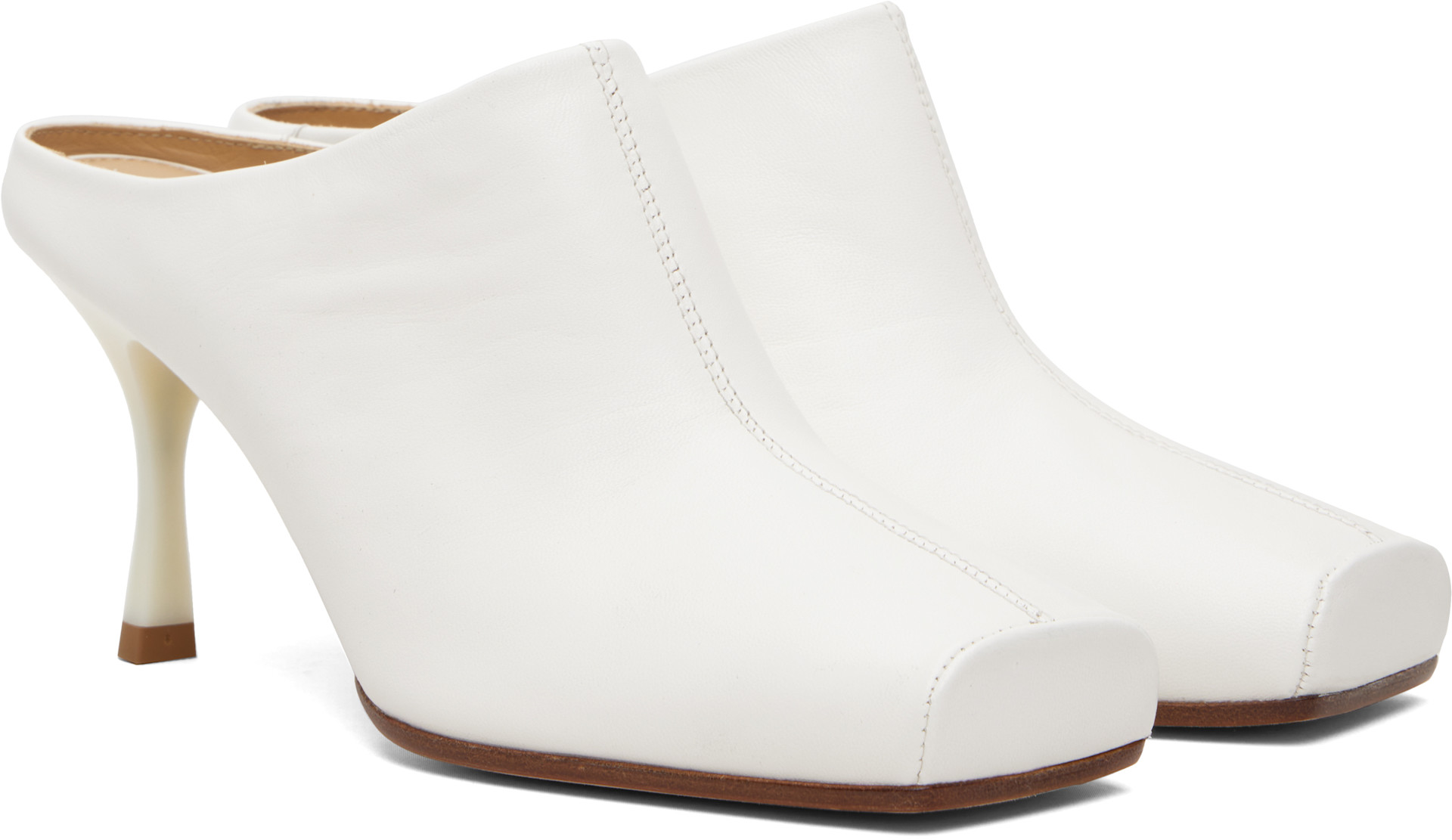MM6 Maison Margiela: ホワイト Ballerina ミュール ヒール | SSENSE 日本