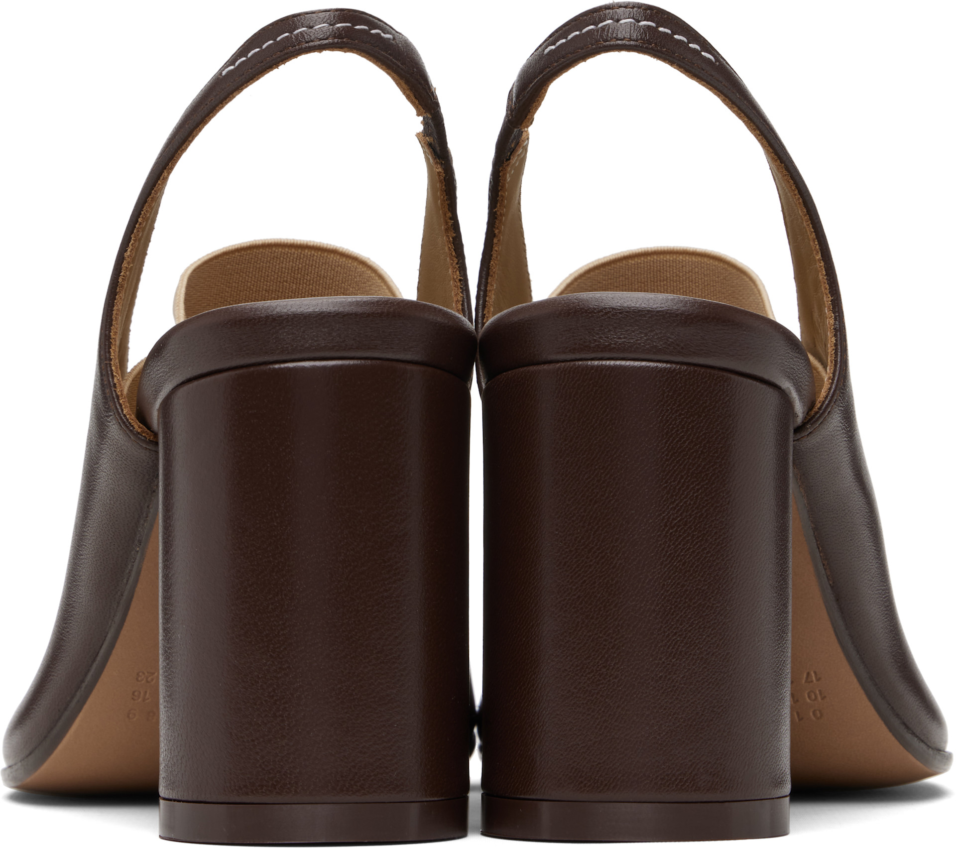 MM6 Maison Margiela: Brown Anatomic Numeric Slingback Heels | SSENSE