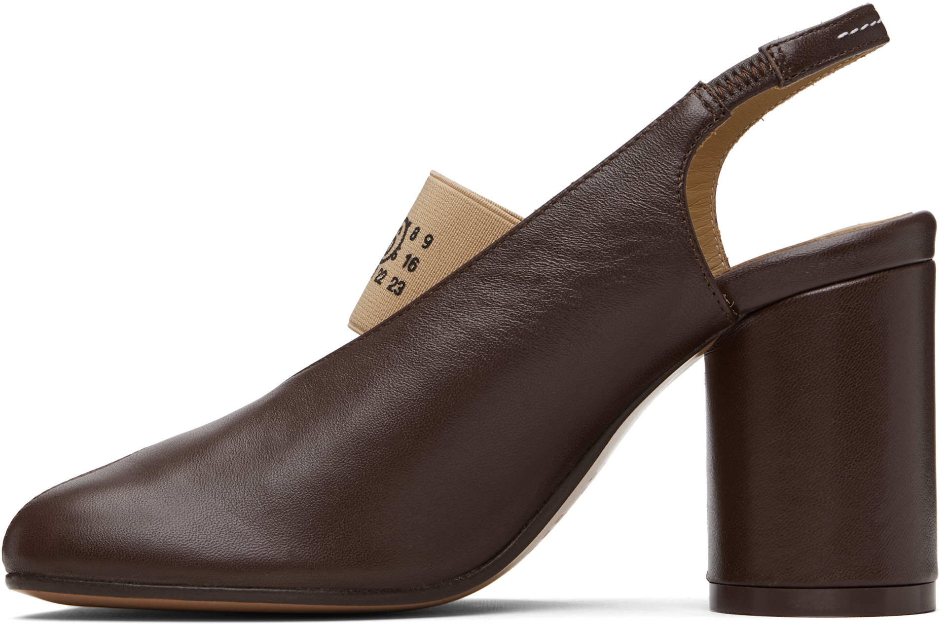 MM6 Maison Margiela: Brown Anatomic Numeric Slingback Heels | SSENSE