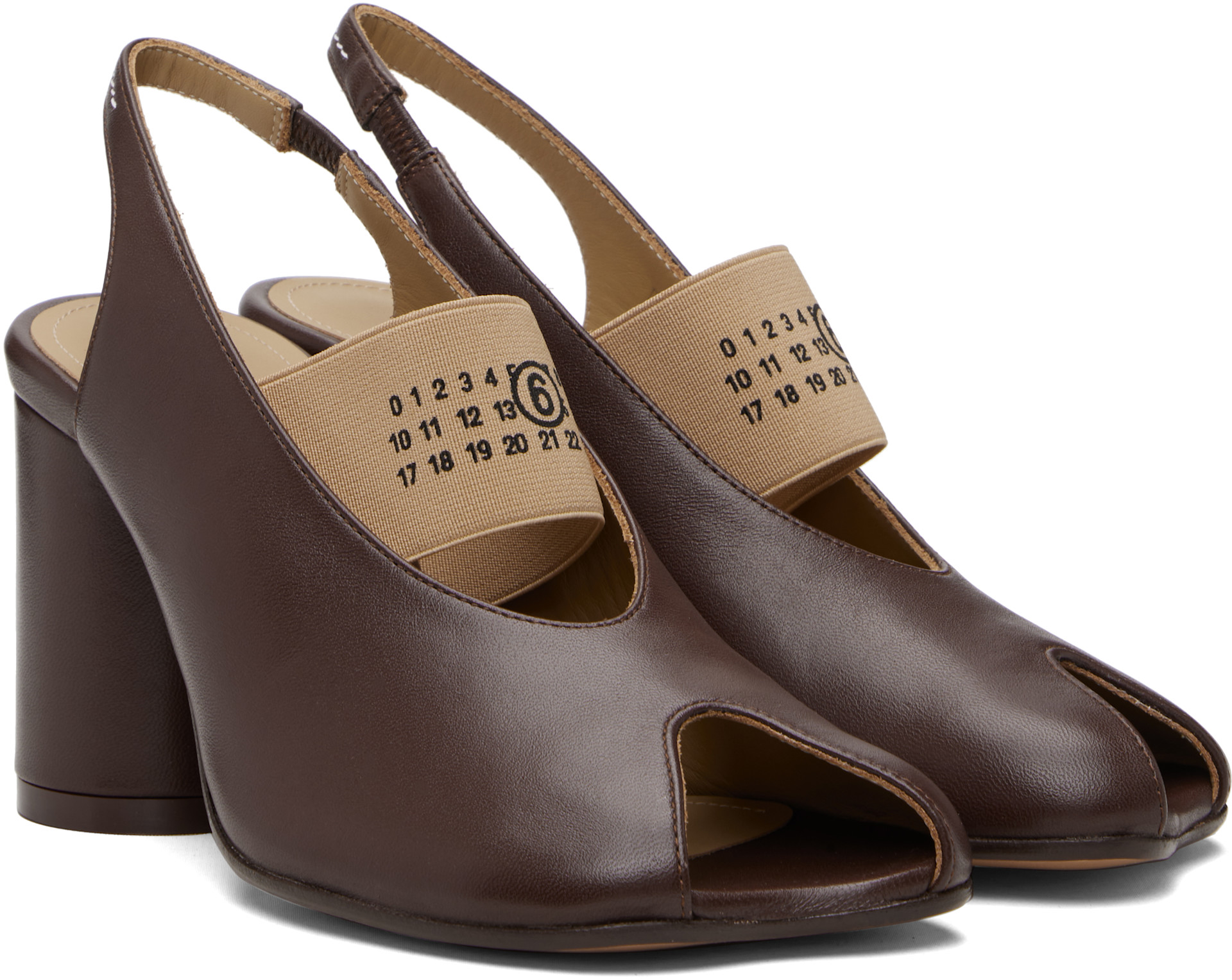 Maison Margiela ブラウン　サイズ39 MM6 Maison Margiela: Brown Anatomic Numeric Slingback Heels | SSENSE