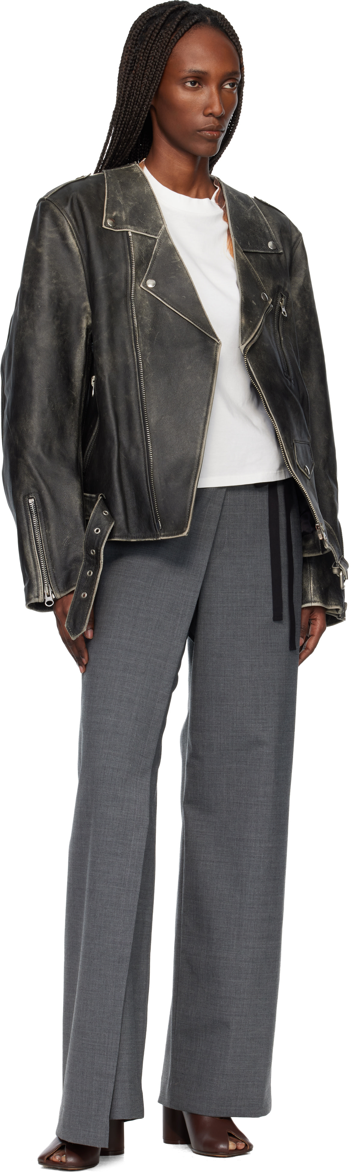 MM6 Maison Margiela: ブラウン Anatomic Numeric スリングバック