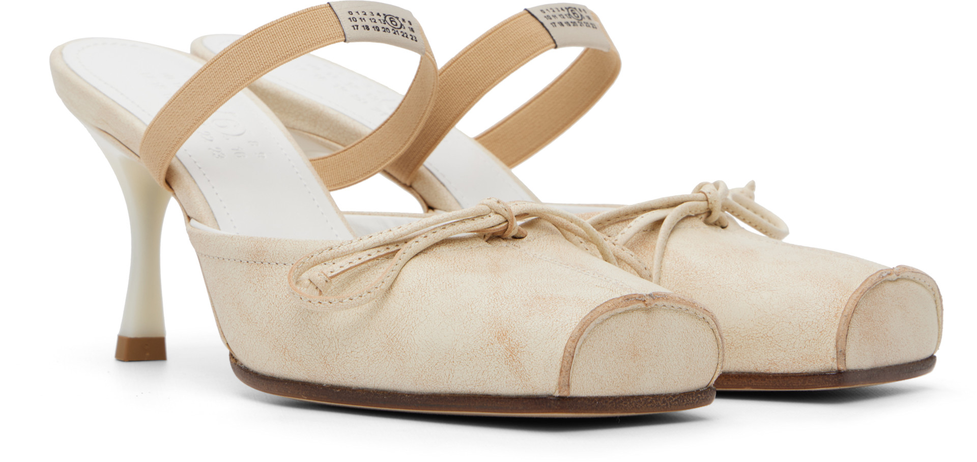 MM6 Maison Margiela: Off-White Slipper Heels | SSENSE