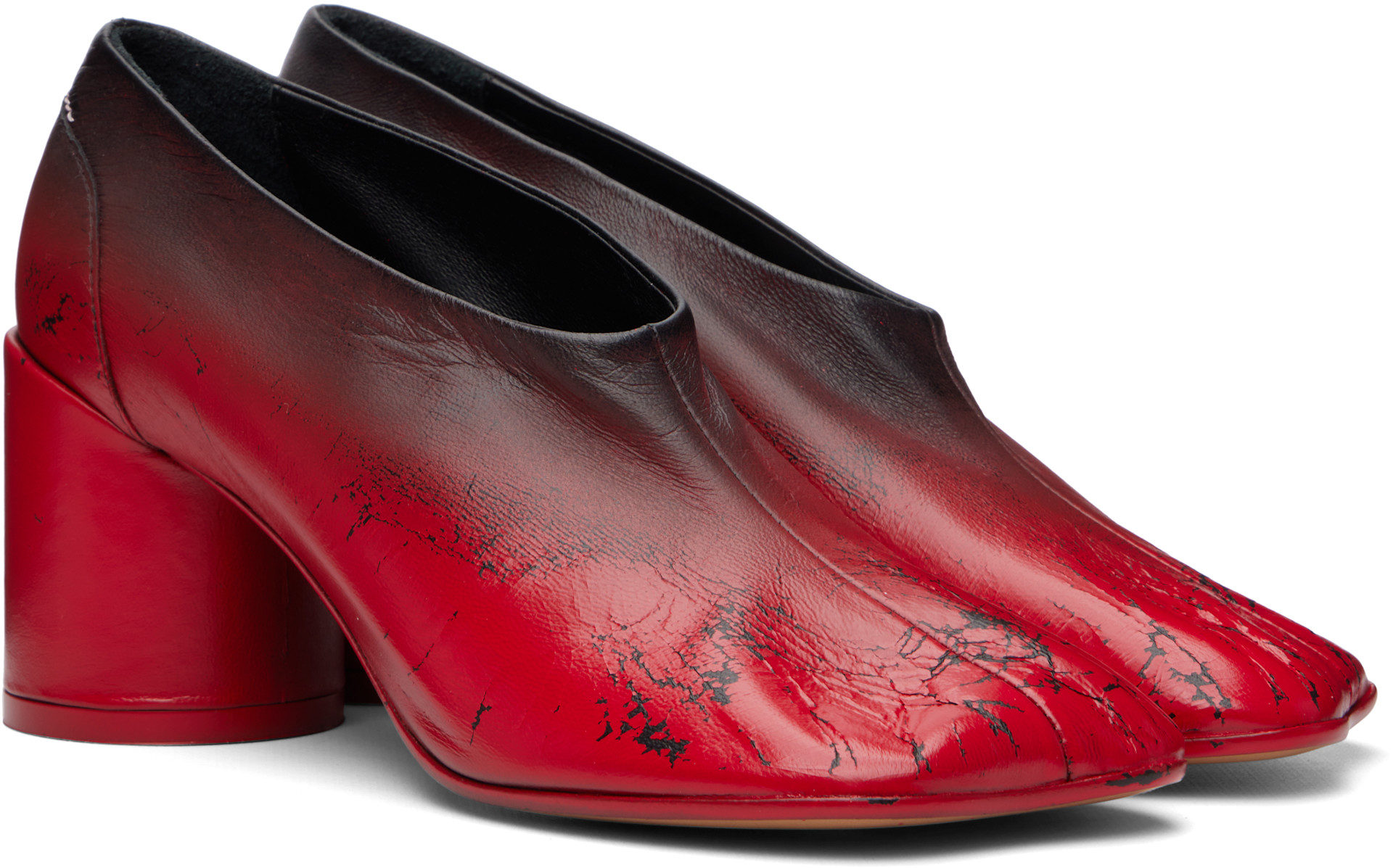 MM6 Maison Margiela: レッド Anatomic Block-Heel ヒール | SSENSE 日本