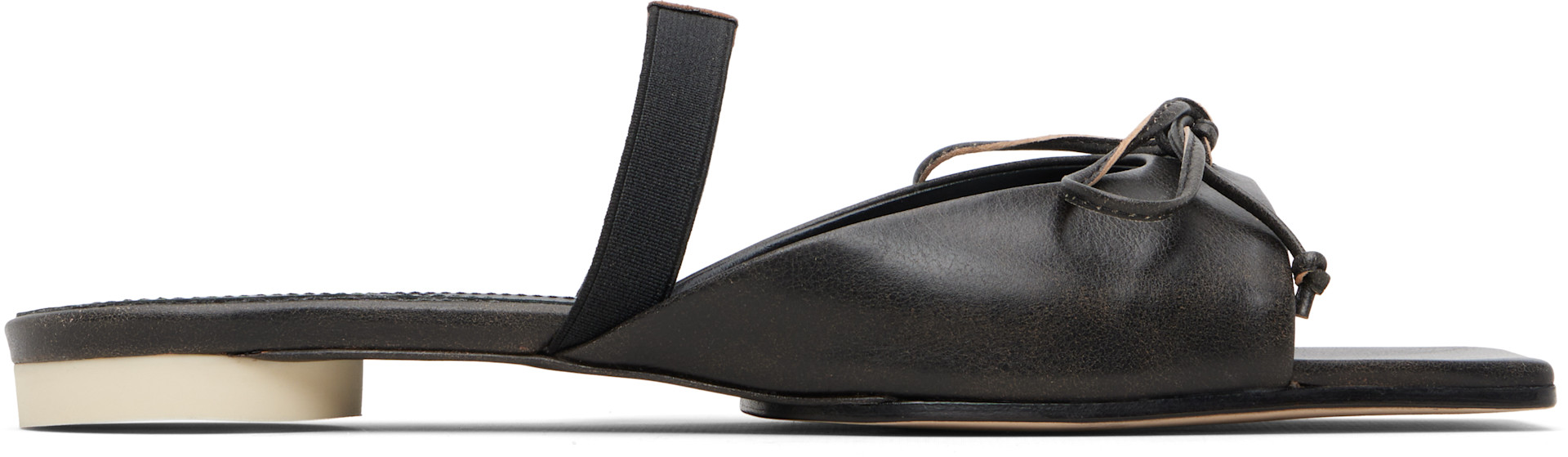 MM6 Maison Margiela ソックブーツ サンダル MM6 Maison Margiela: Brown Bow-Detailed Leather Slingback Sandals