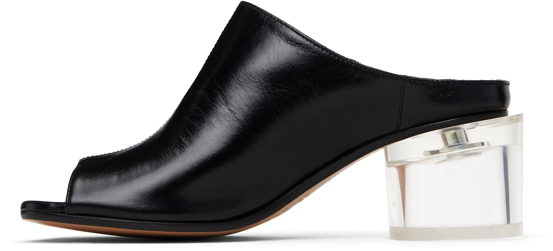 MM6 MAISON MARGIELA ミュール MM6 Maison Margiela: Black Anatomic Heeled Mule Sandals | SSENSE