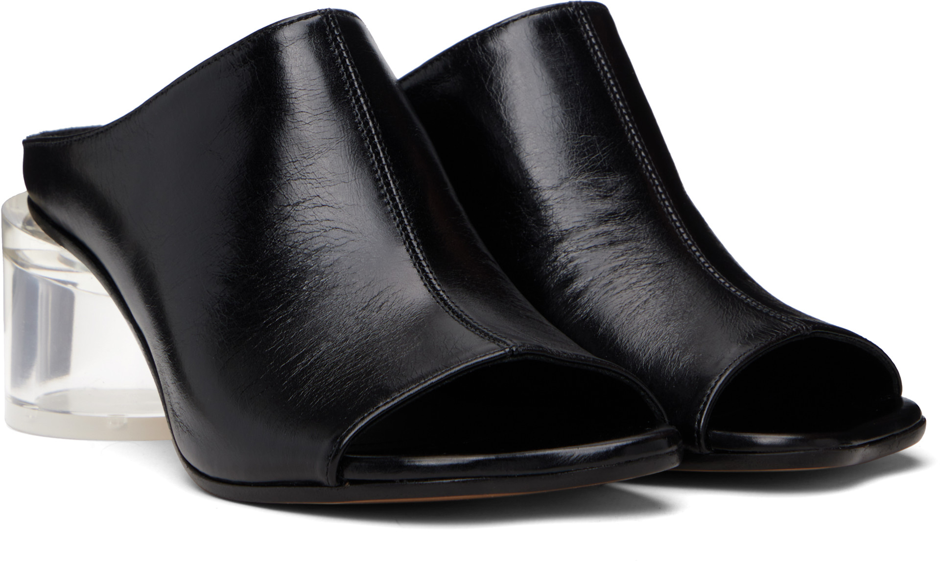 MM6 Maison Margiela: ブラック Anatomic Heeled ミュールサンダル