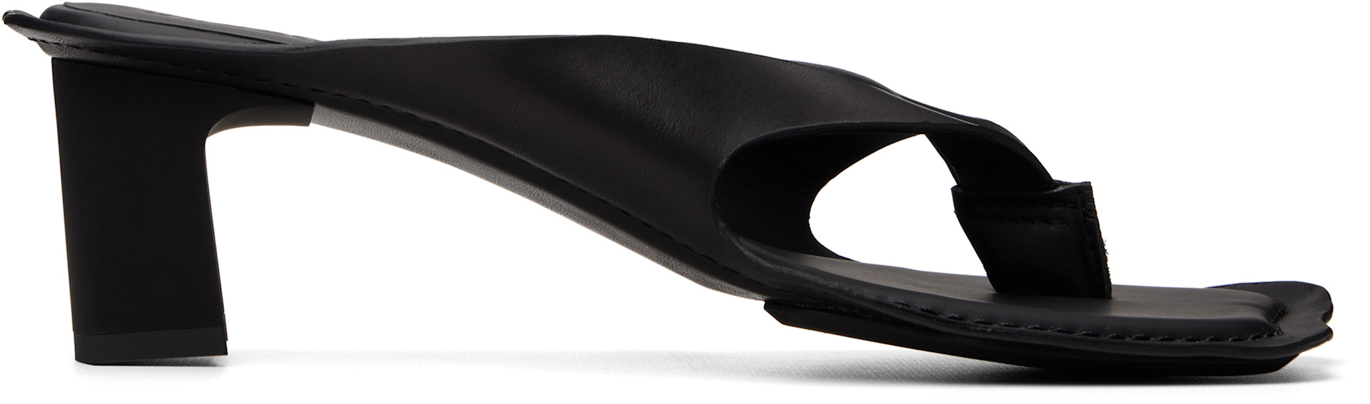 MM6 Maison Margiela: Black Anatomic Flip Flop Mule Heeled Sandals