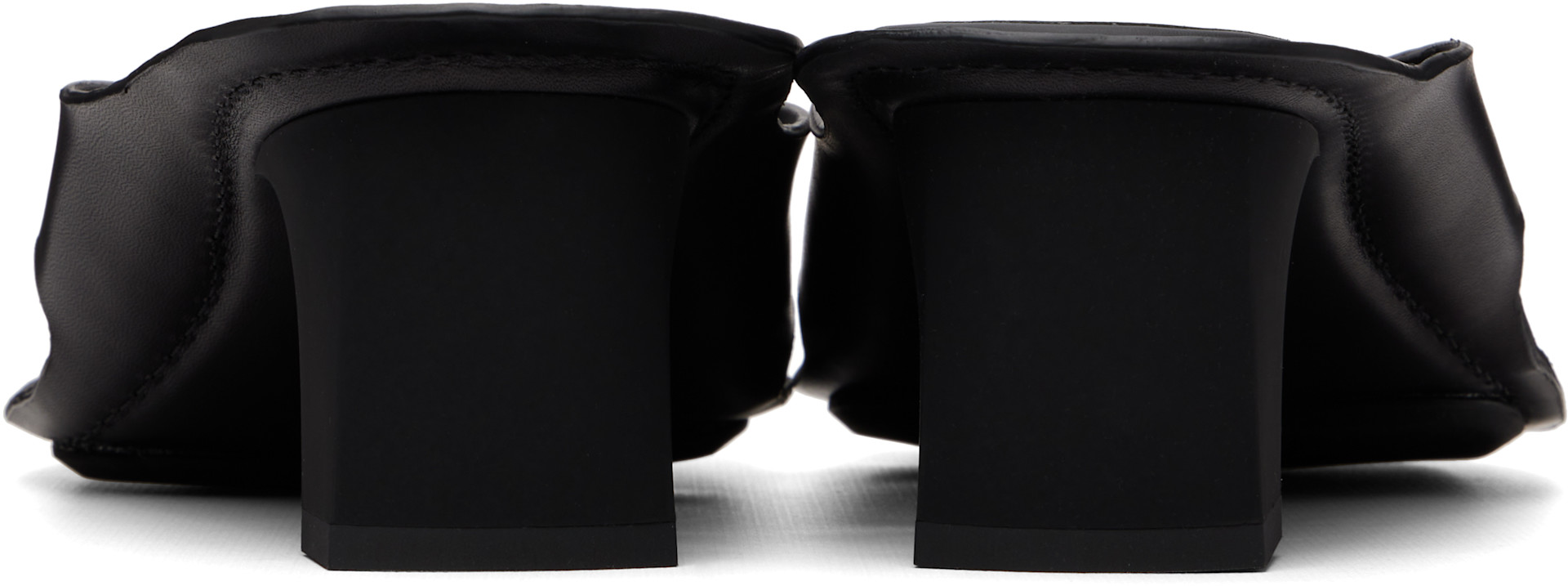 MM6 Maison Margiela: Black Anatomic Flip Flop Mule Heeled Sandals