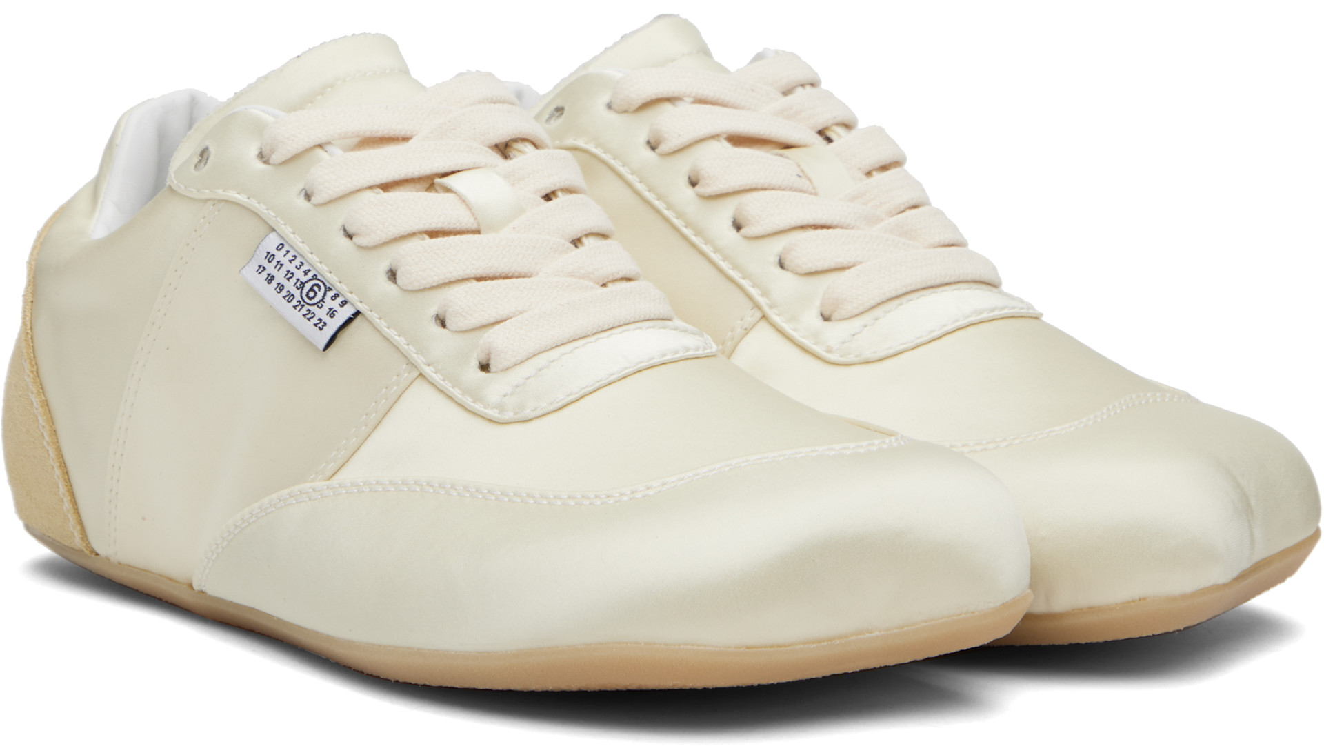 MM6 Maison Margiela: Yellow Satin Factory Sneakers | SSENSE
