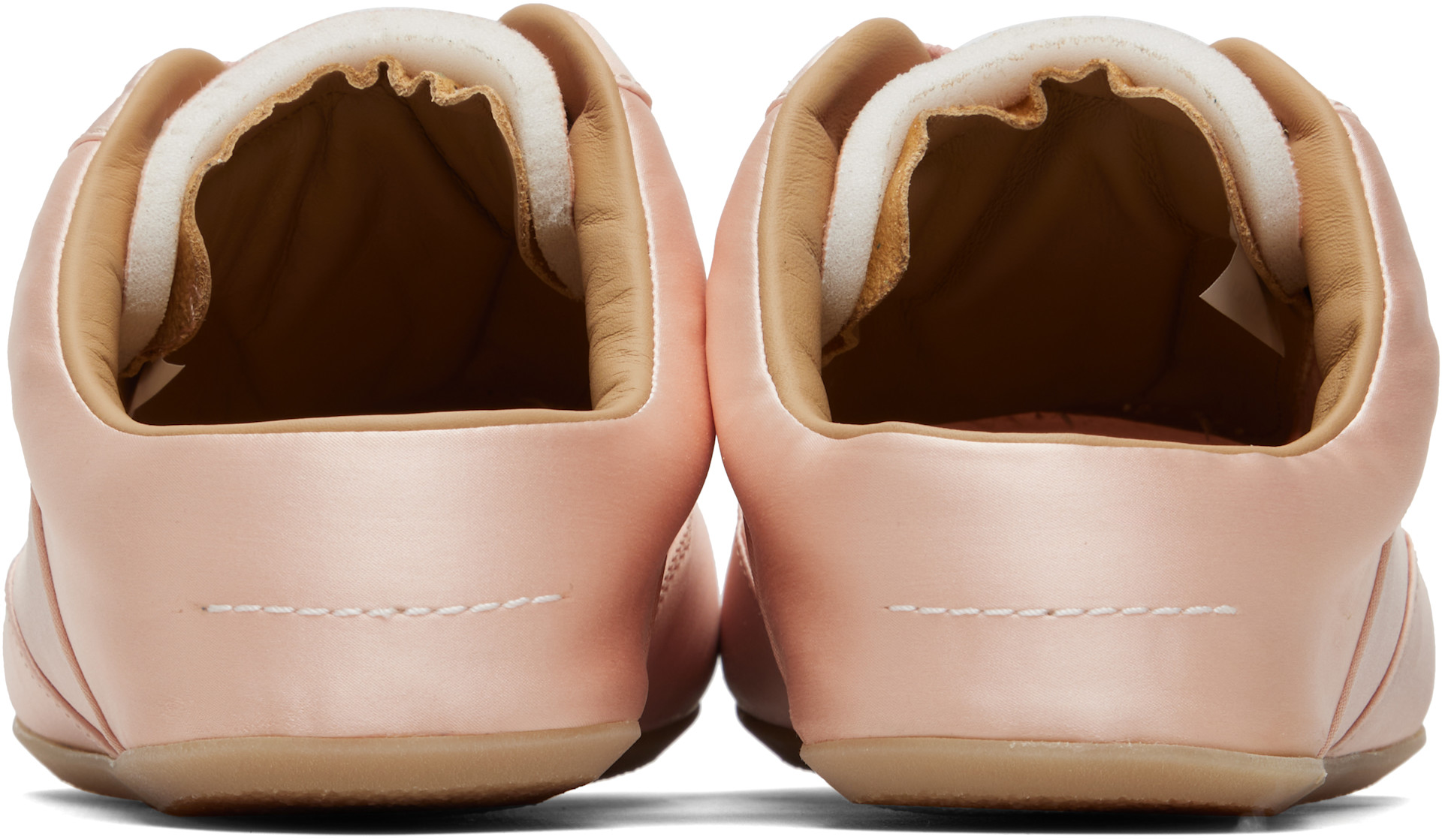 MM6 Maison Margiela: Pink Satin Factory Sneakers | SSENSE