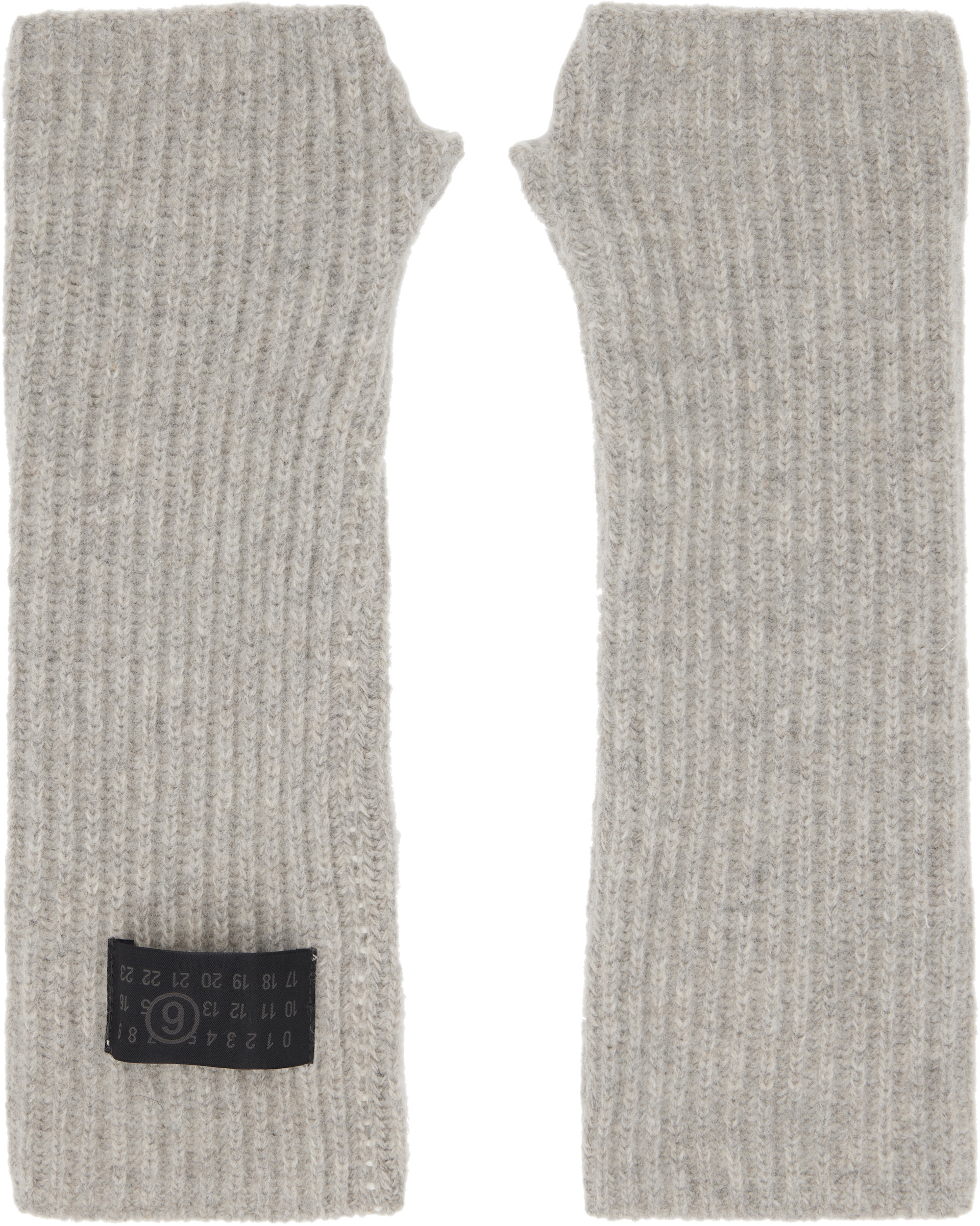 MM6 Maison Margiela: Gray Fisherman Knit Arm Warmers | SSENSE
