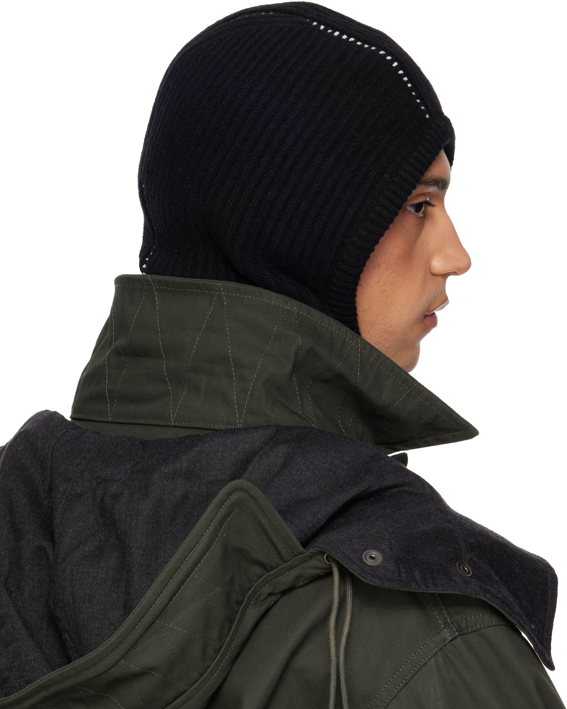 Maison Martin Margiela バラクラバ MM6 Maison Margiela: ブラック リブウール バラクラバ | SSENSE 日本