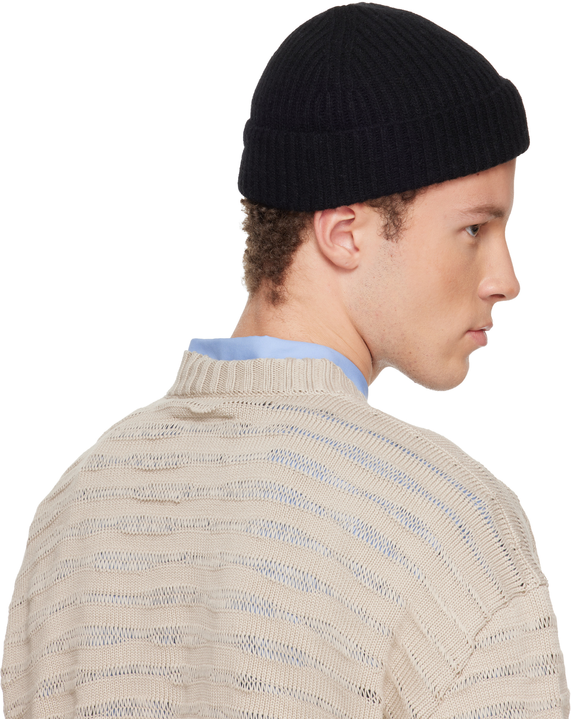 MM6 Maison Margiela - Black Ribbed Wool Beanie