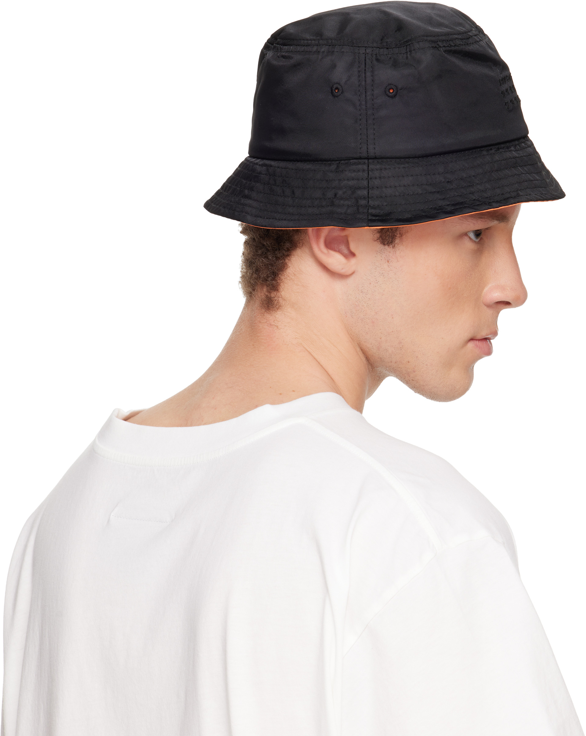 MM6 Maison Margiela - Black Nylon Bucket Hat