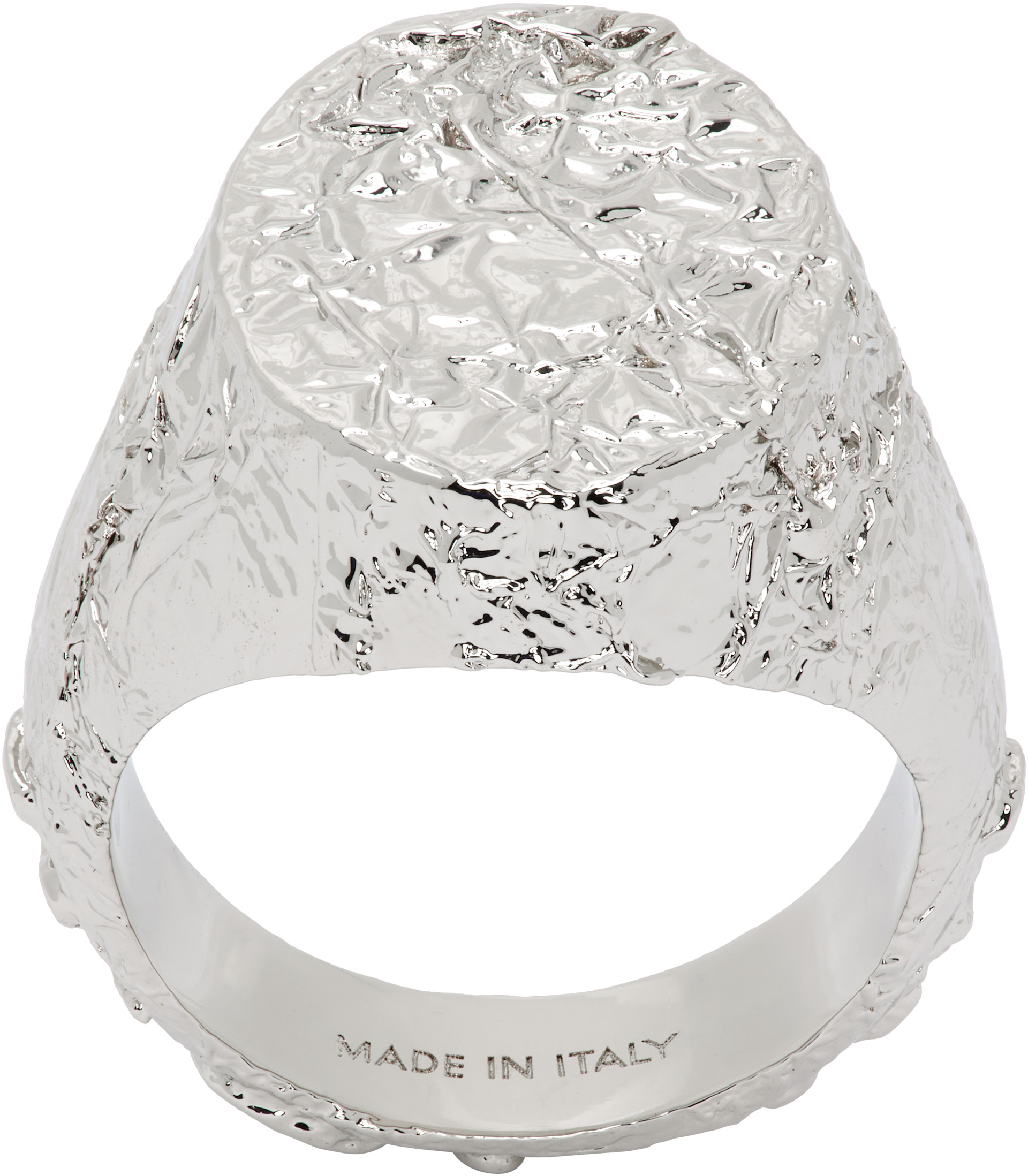 MM6 Maison Margiela: Textured シグネットリング | SSENSE 日本