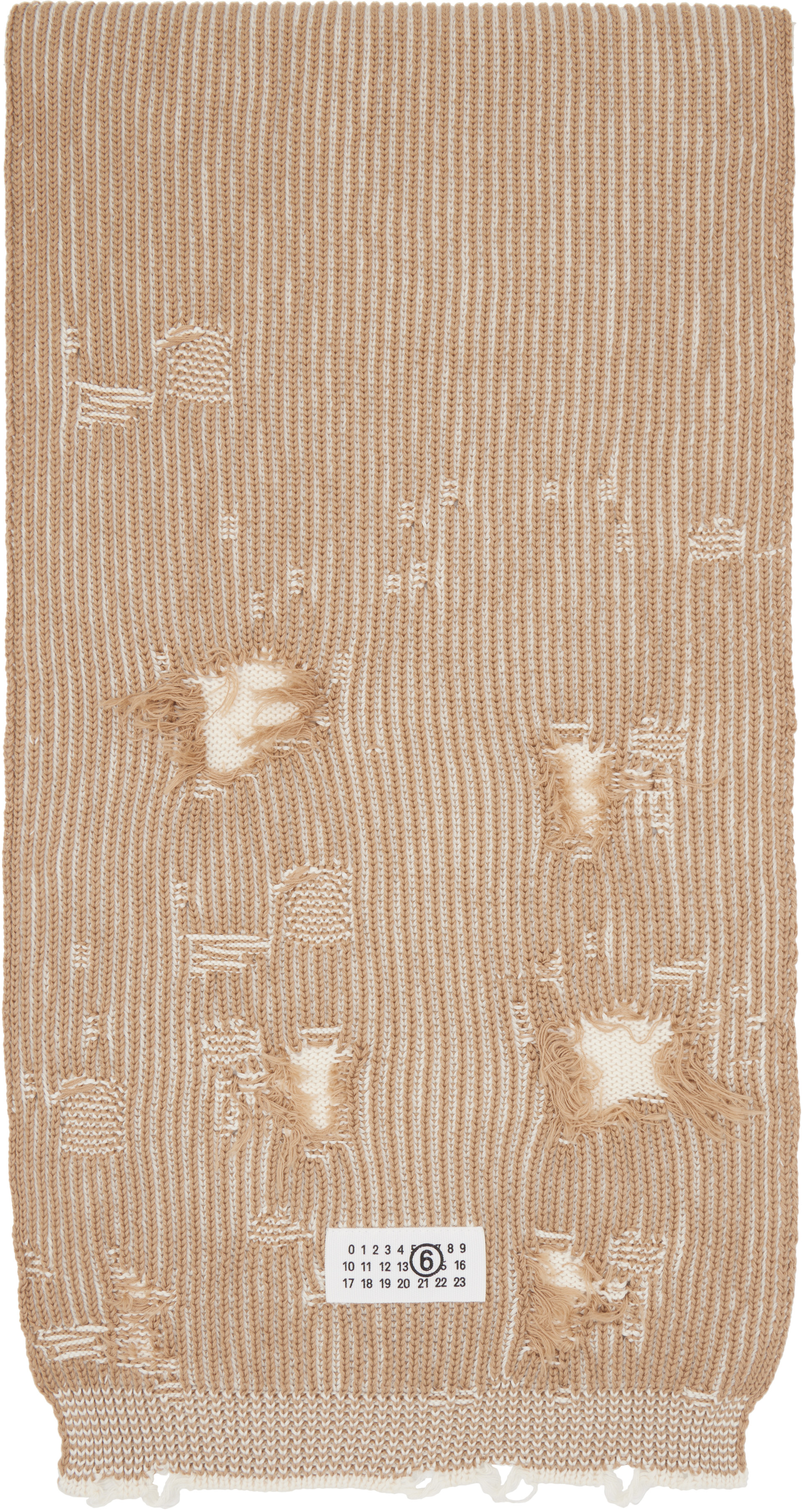 MM6 Maison Margiela: Tan & White Amended Optical Ribs Scarf | SSENSE