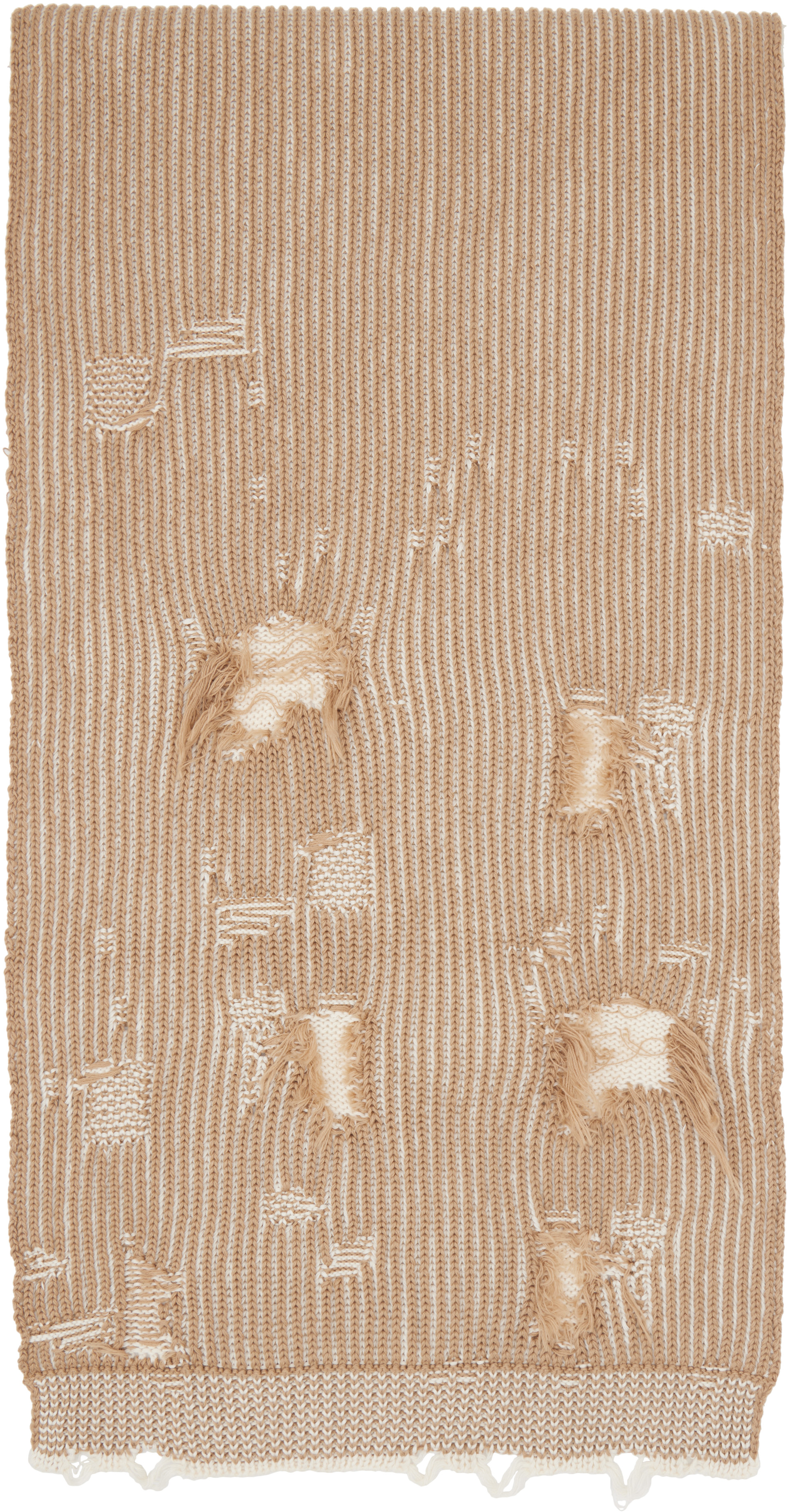 MM6 Maison Margiela: Tan & White Amended Optical Ribs Scarf | SSENSE