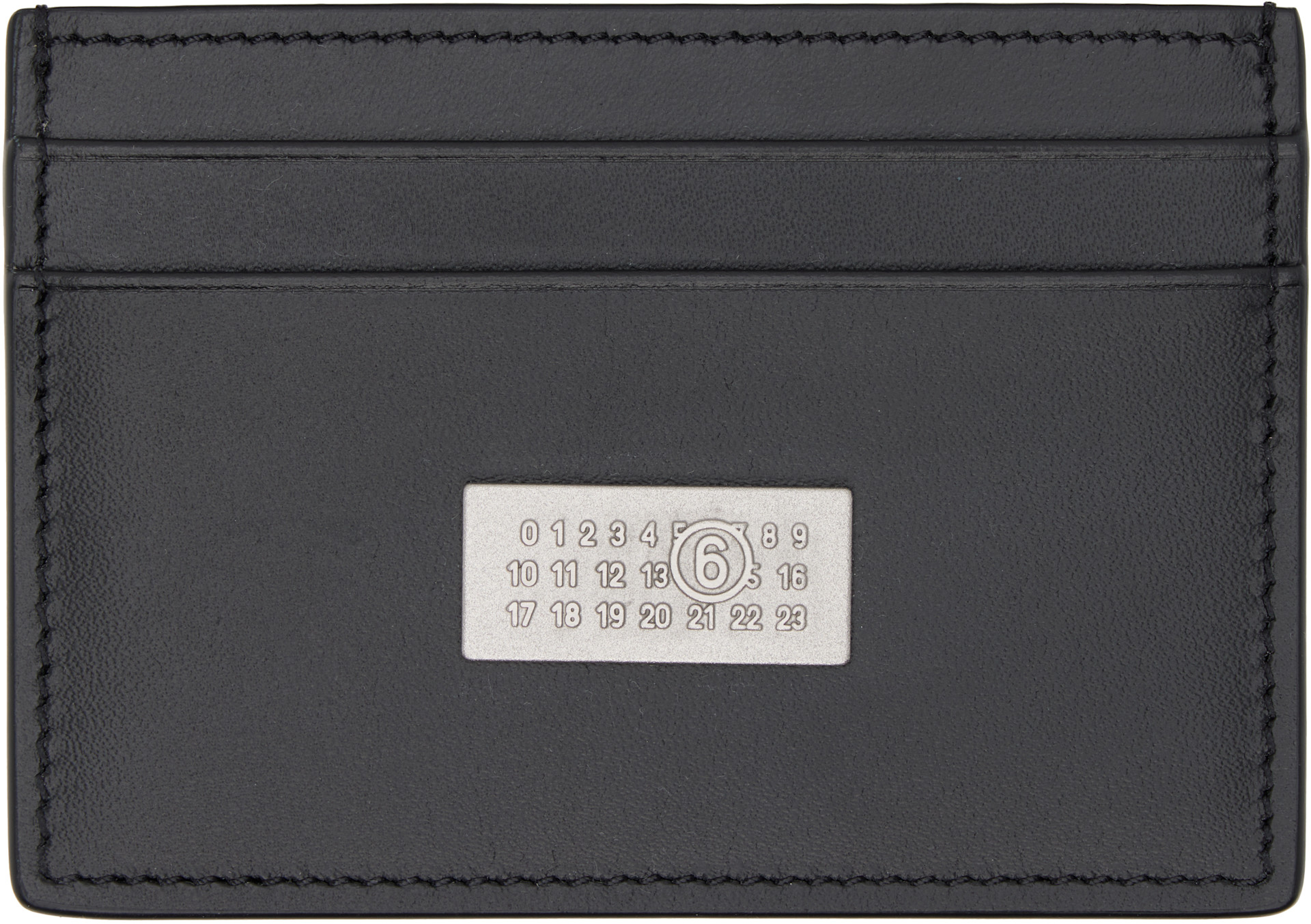 MM6 Maison Margiela: Black Numeric Leather Card Holder | SSENSE