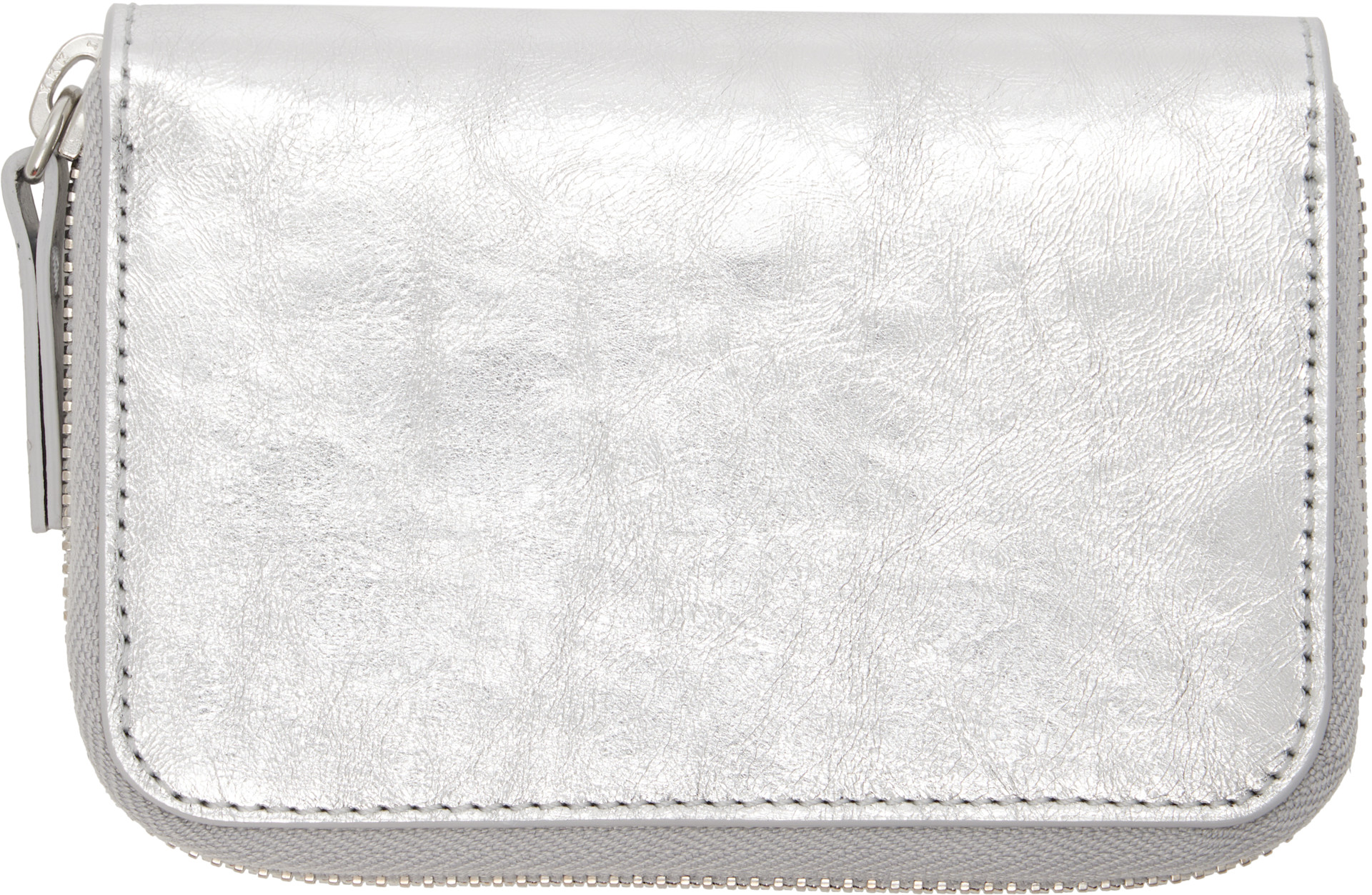 MM6 Maison Margiela - シルバー Numeric レザー ジップウォレット