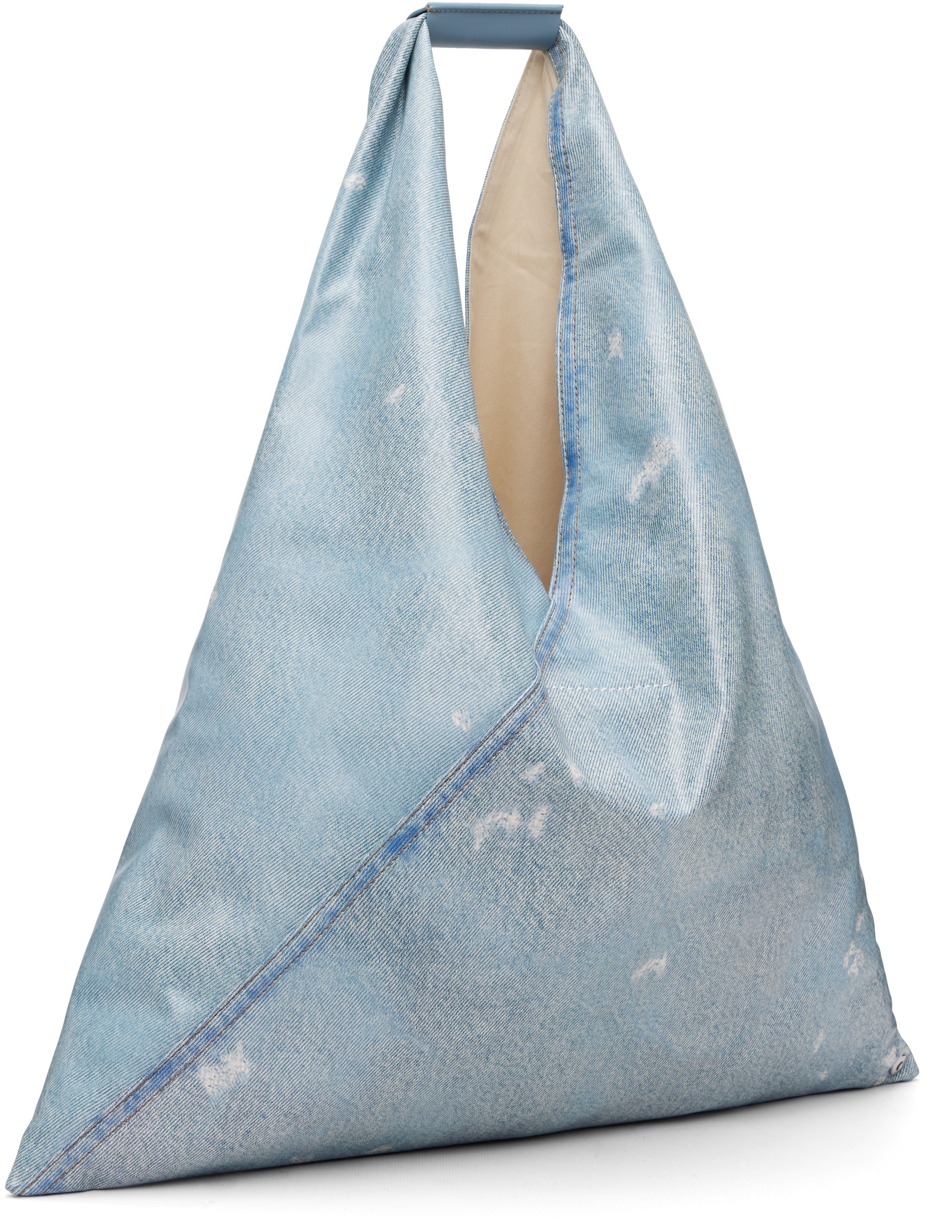 MM6 Maison Margielaパッチワーク トライアングルトートバック MM6 Maison Margiela: ブルー クラシック トライアングルトート