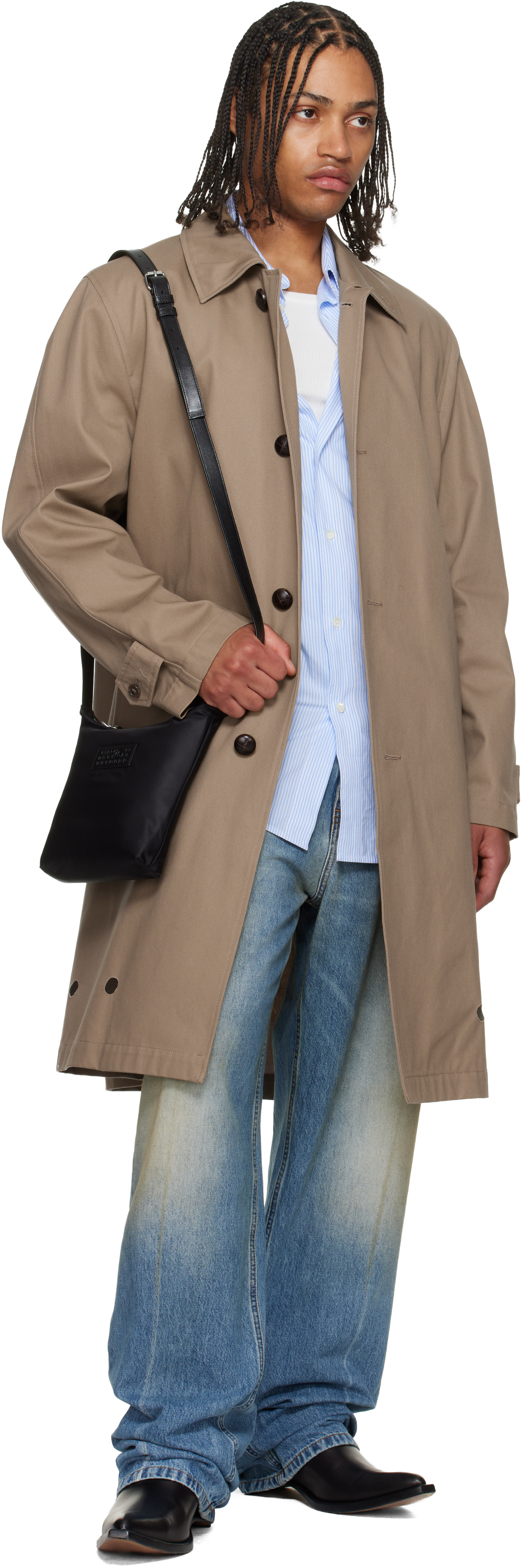 MM6 Maison Margiela: ベージュ Single-Breasted Utility トレンチ