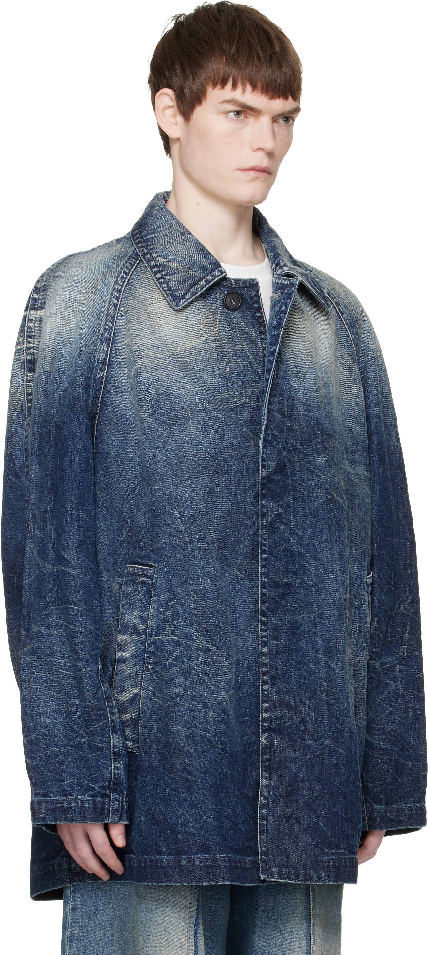 MM6 Maison Margiela - Blue Faded Denim Coat