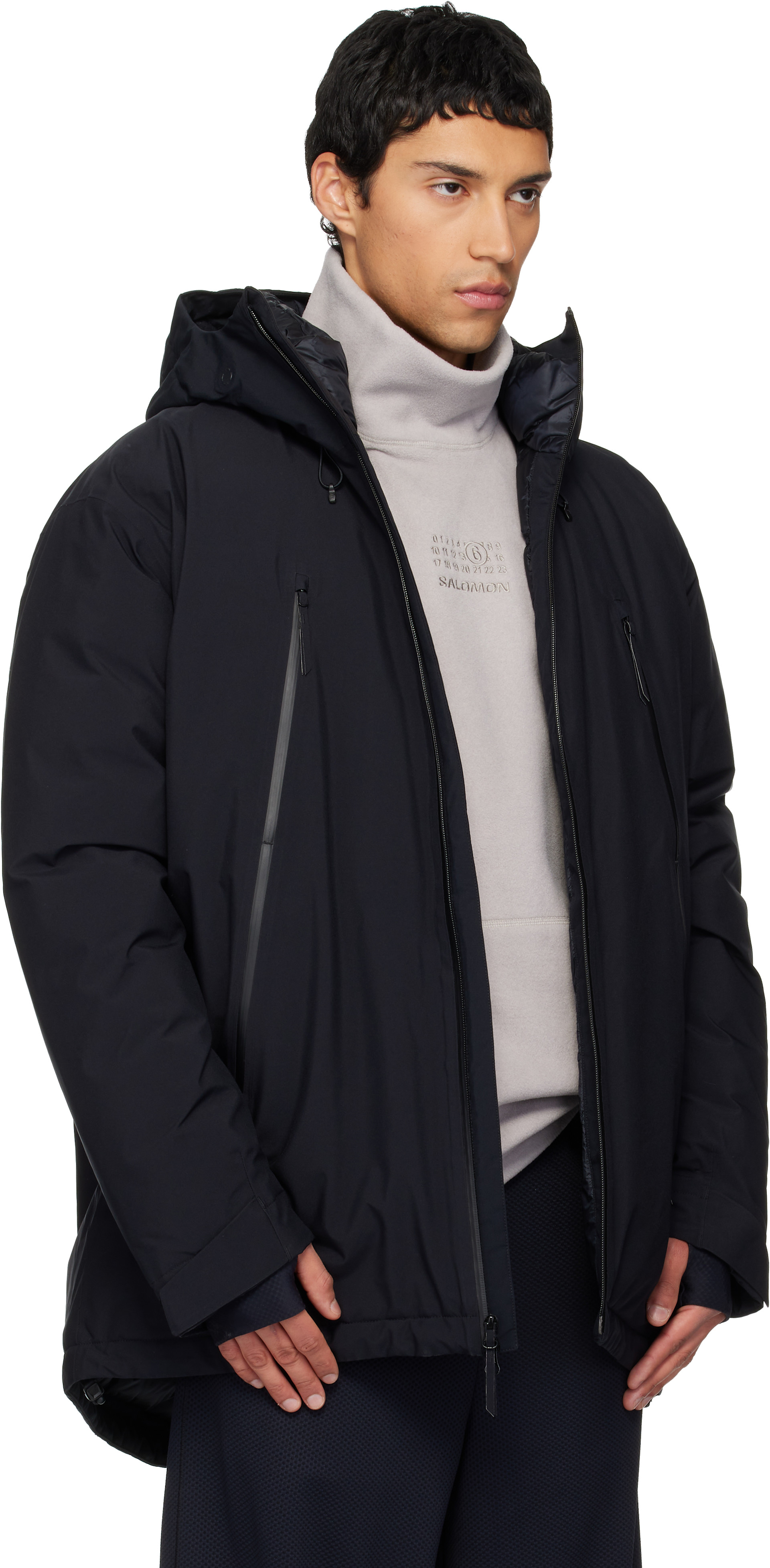 MM6 Maison Margiela: ブラック Salomonエディション フード付き MM6 Maison Margiela: ブラック Salomonエディション フード付き