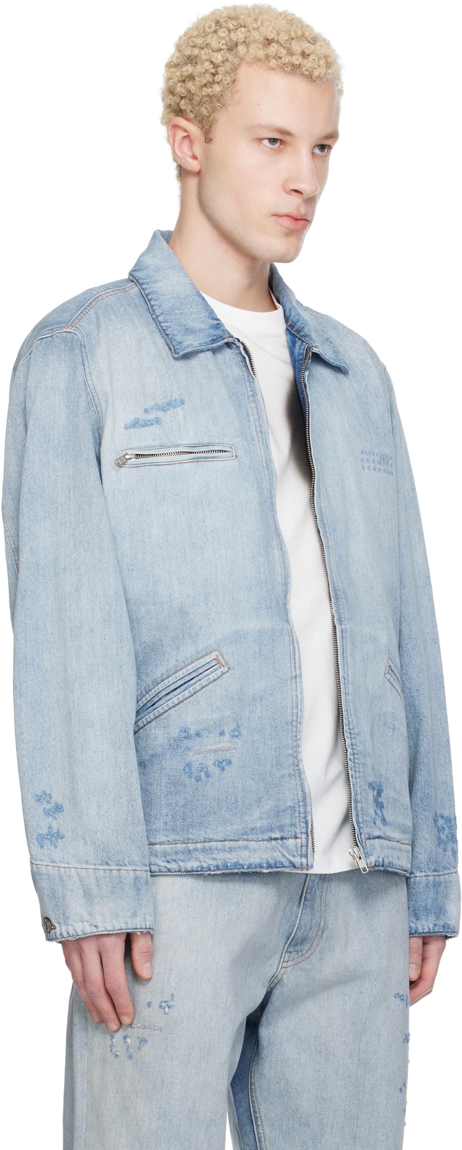 MM6 Maison Margiela: ブルー Sportsjacke デニム ジャケット | SSENSE