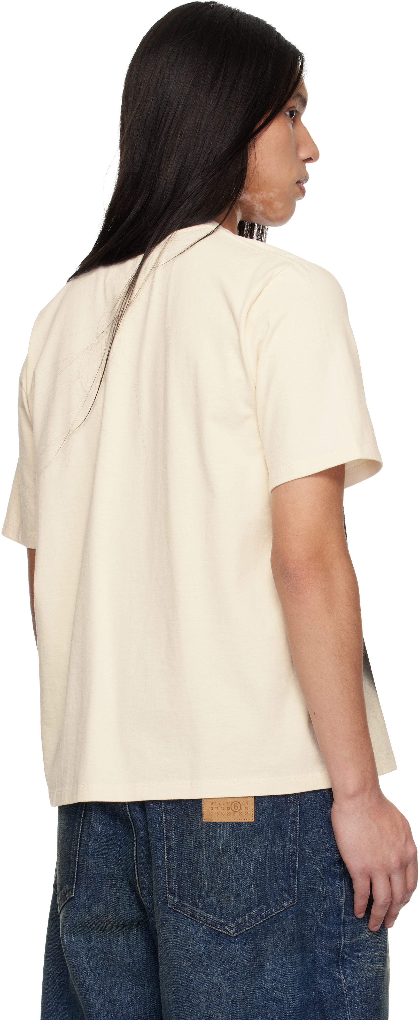 MM6 Maison Margiela: オフホワイト スプレーペイント Tシャツ