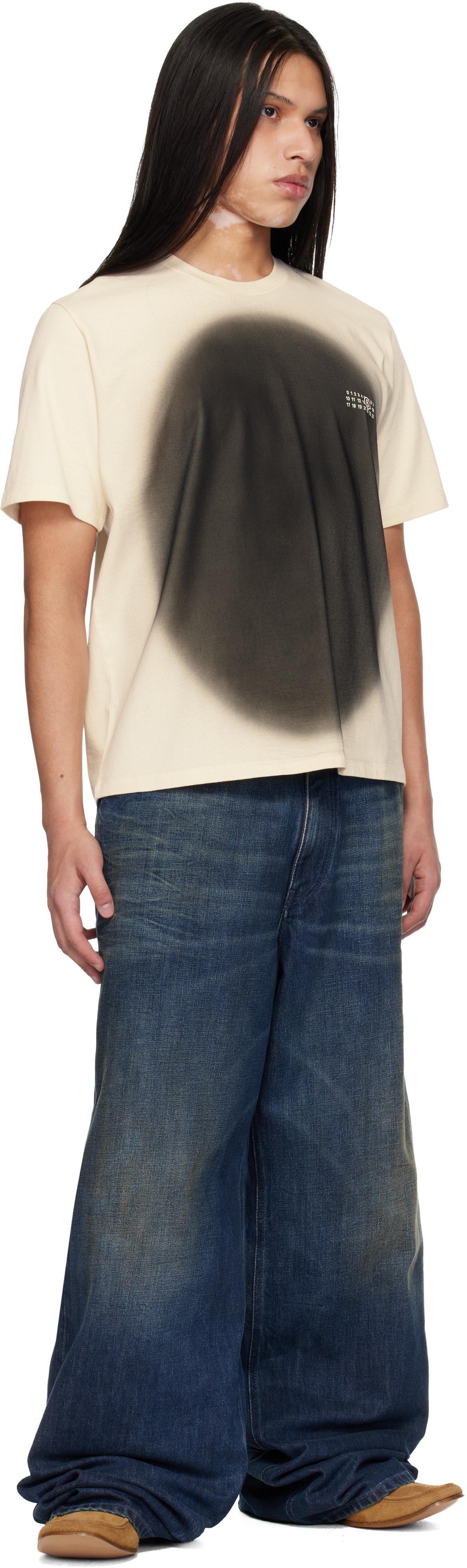 MM6 Maison Margiela: Off-White Spray Print T-shirt | SSENSE