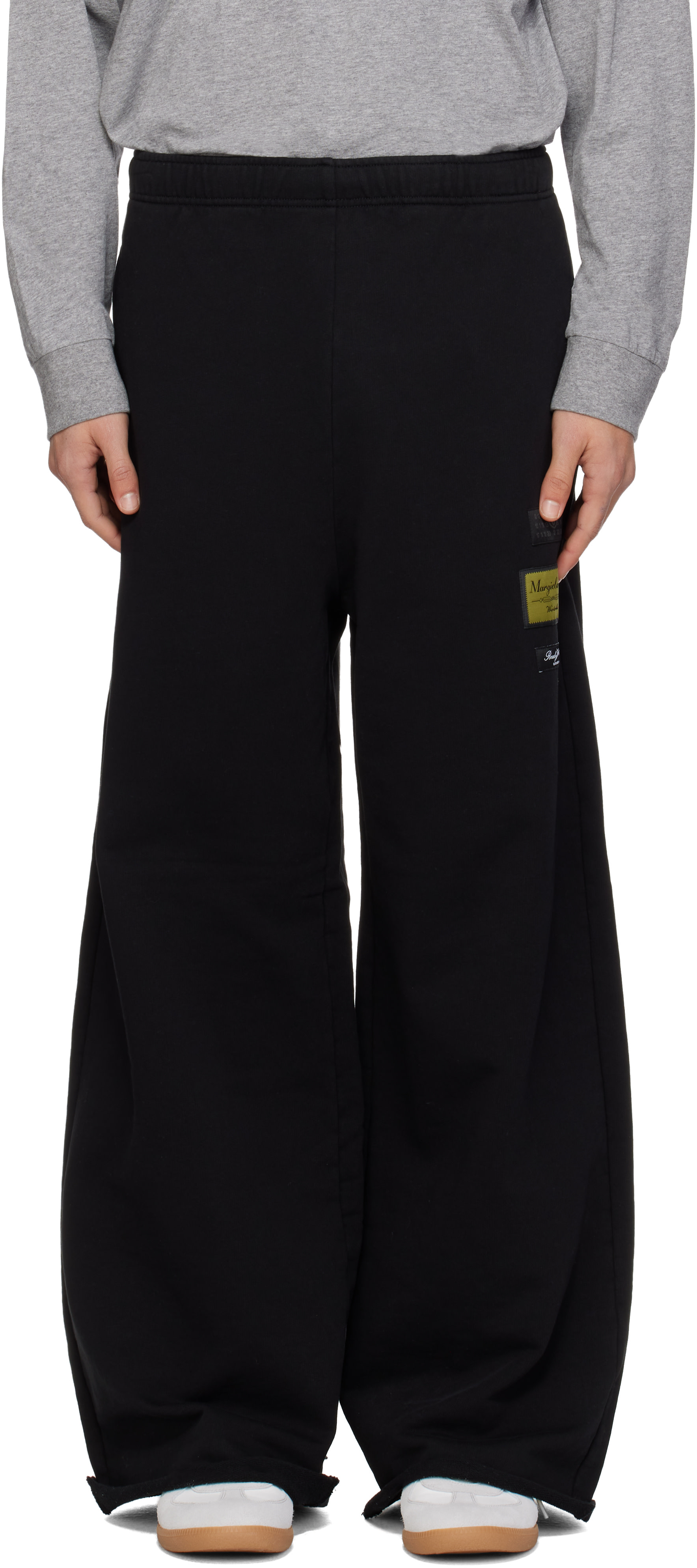 パンツ MM6 MAISON MARGIELA 23aw BLACK MM6 Maison Margiela: Black Label Patch Sweatpants | SSENSE