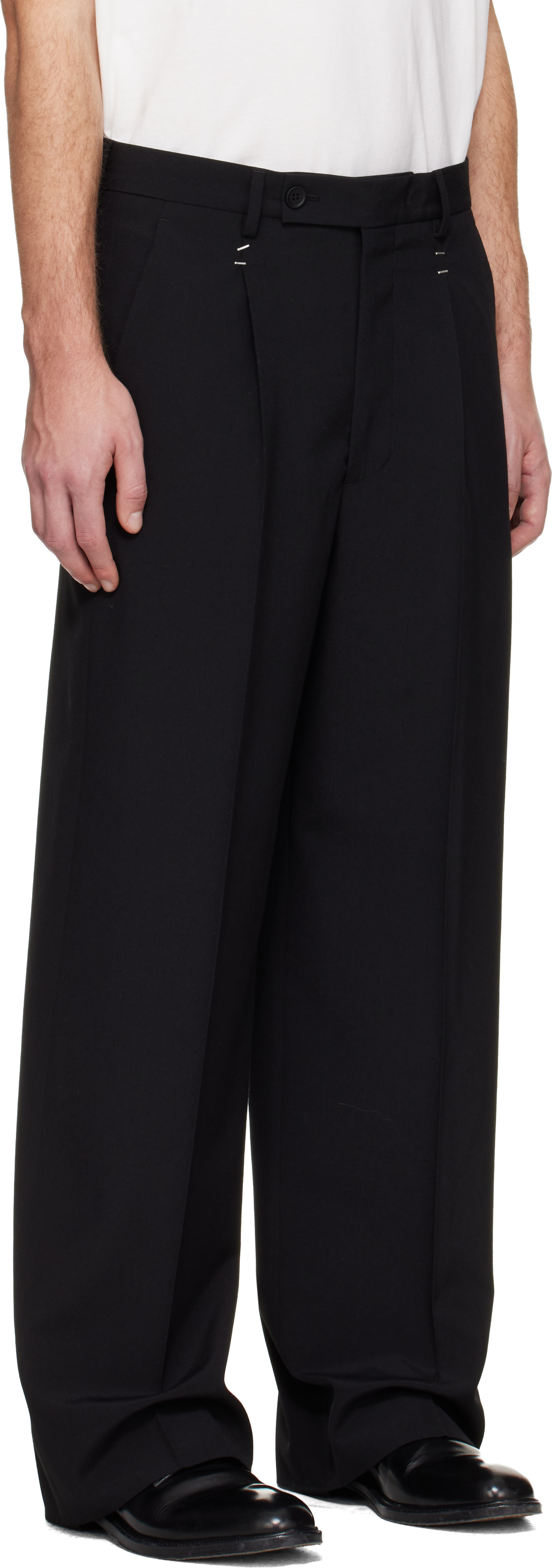 MM6 Maison Margiela: Black Stapled Trousers | SSENSE