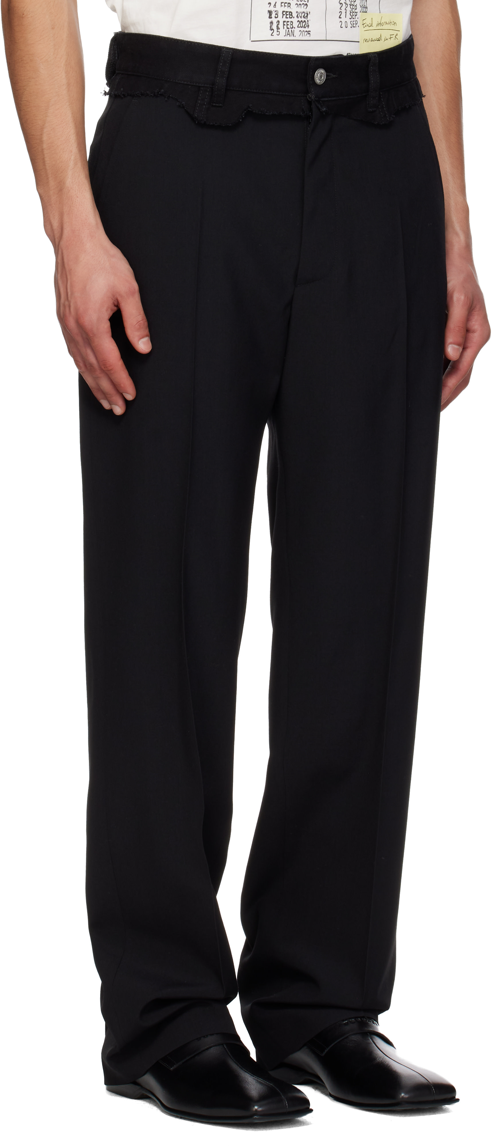 MM6 Maison Margiela: ブラック Replaced Waist トラウザーズ | SSENSE