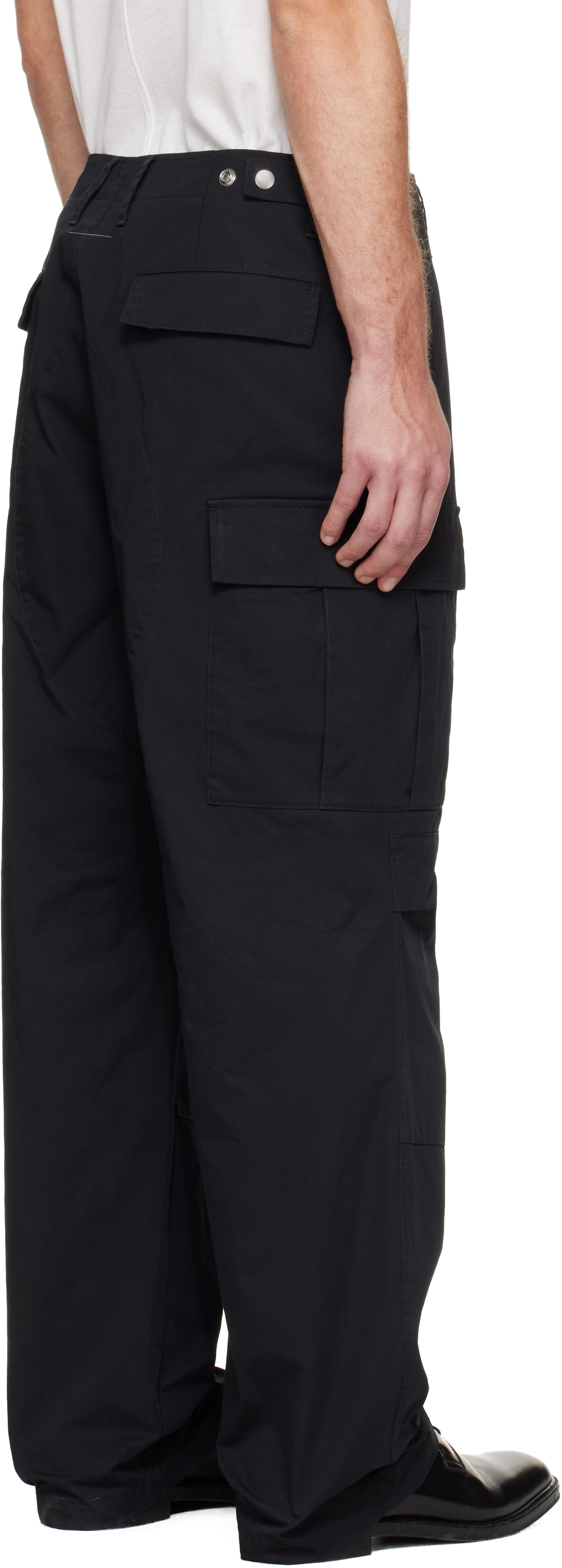MM6 Maison Margiela: Black Embroidered Logo Cargo Pants | SSENSE