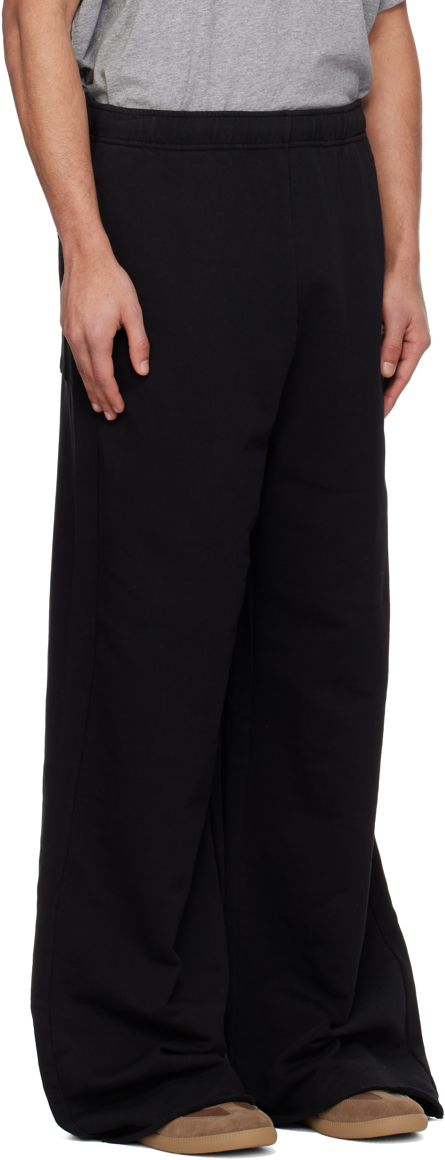 MM6 Maison Margiela: Black Embroidered Logo Sweatpants | SSENSE