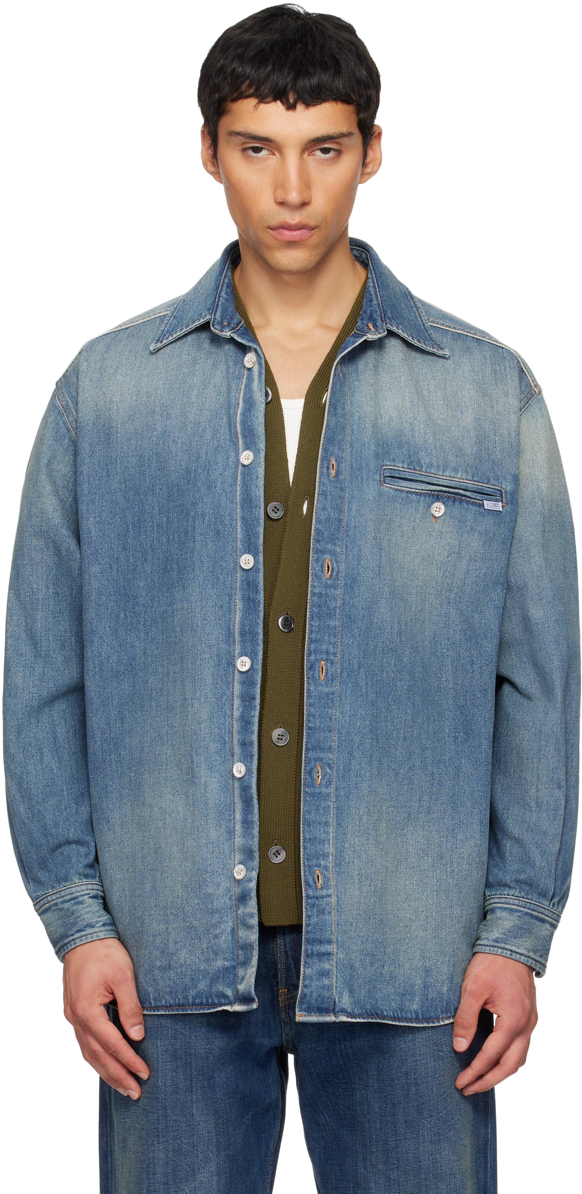 MM6 Maison Margiela デニムシャツ M 長袖 マルジェラ MM6 Maison Margiela: ブルー 長袖 デニムシャツ | SSENSE 日本