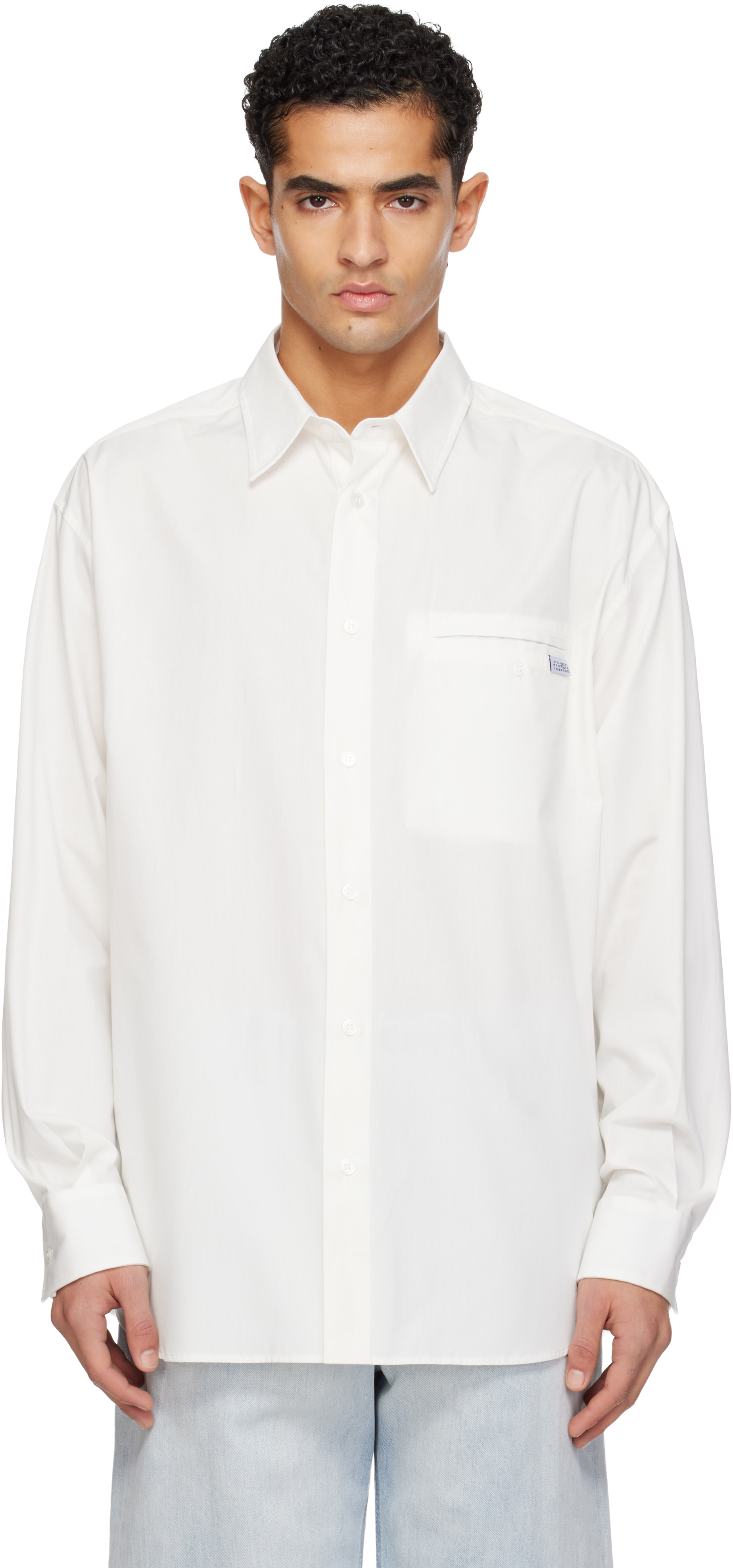 MM6 Maison Margiela: White Cotton Shirt | SSENSE