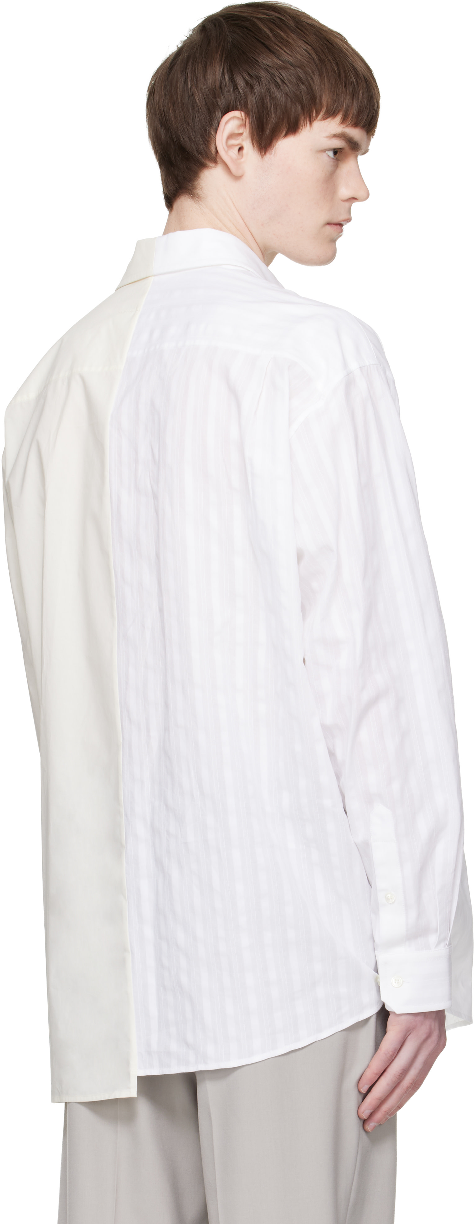 MM6 Maison Margiela: オフホワイト＆ブルー Numeric アシンメトリー