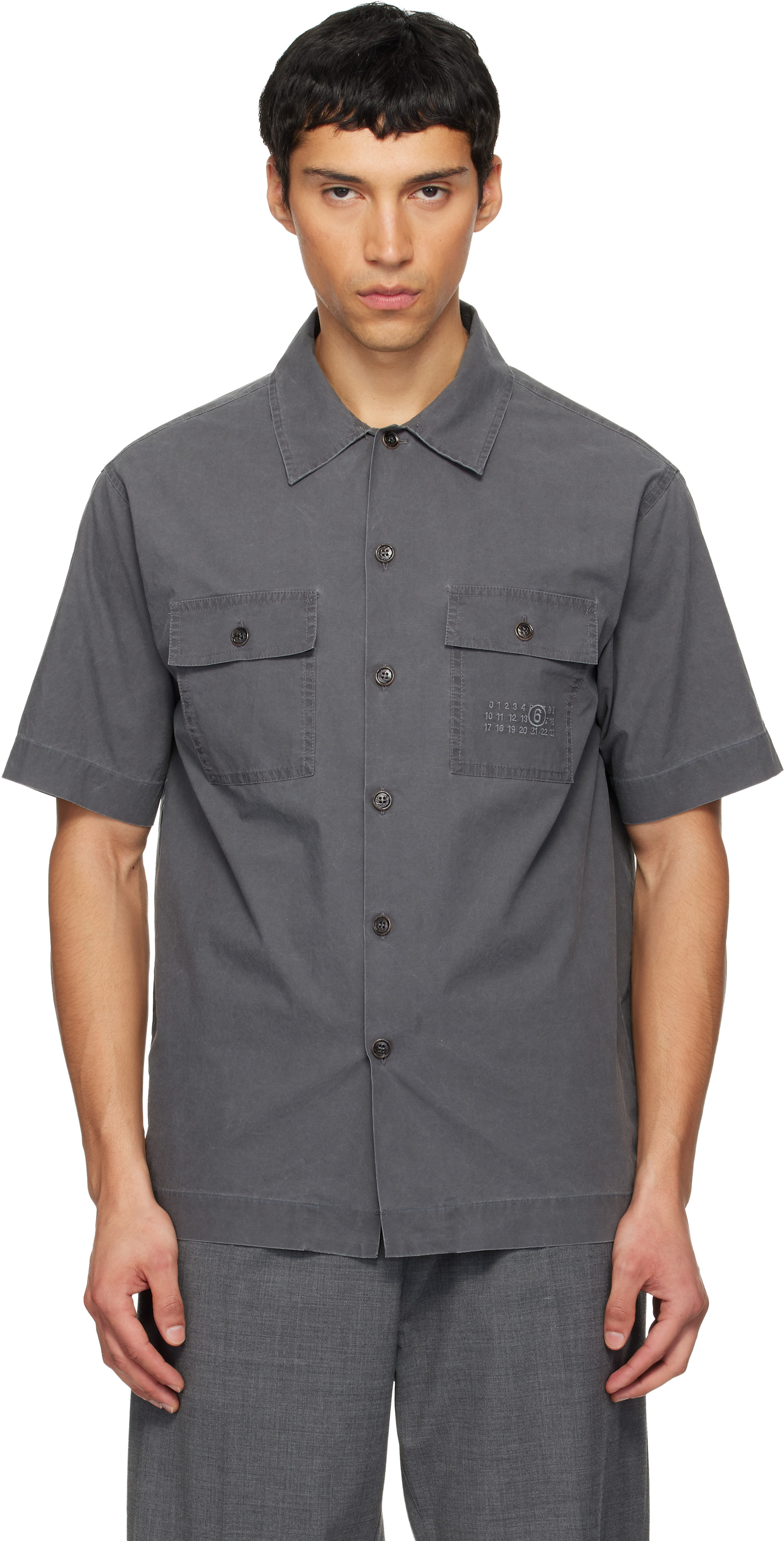 MM6 Maison Margiela: Gray Cotton Shirt | SSENSE
