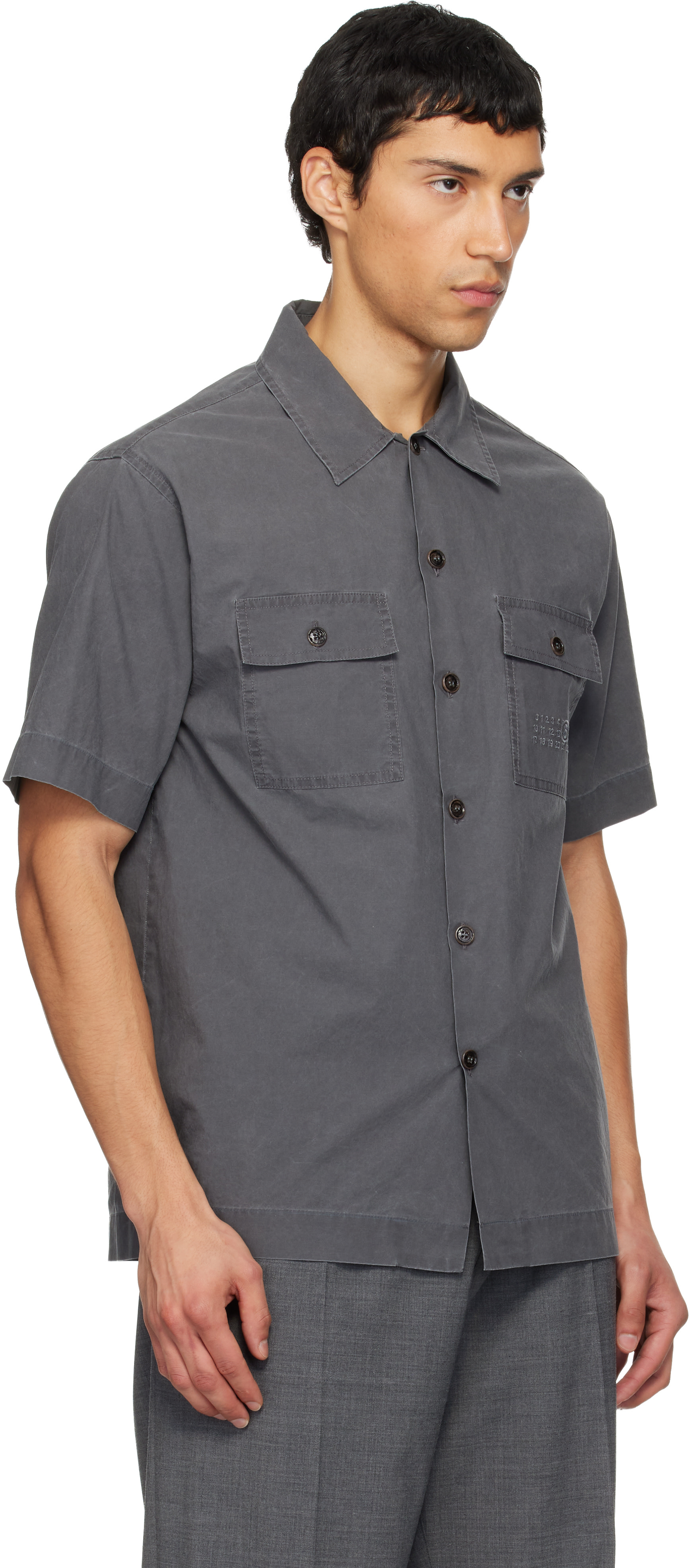 MM6 Maison Margiela: Gray Cotton Shirt | SSENSE
