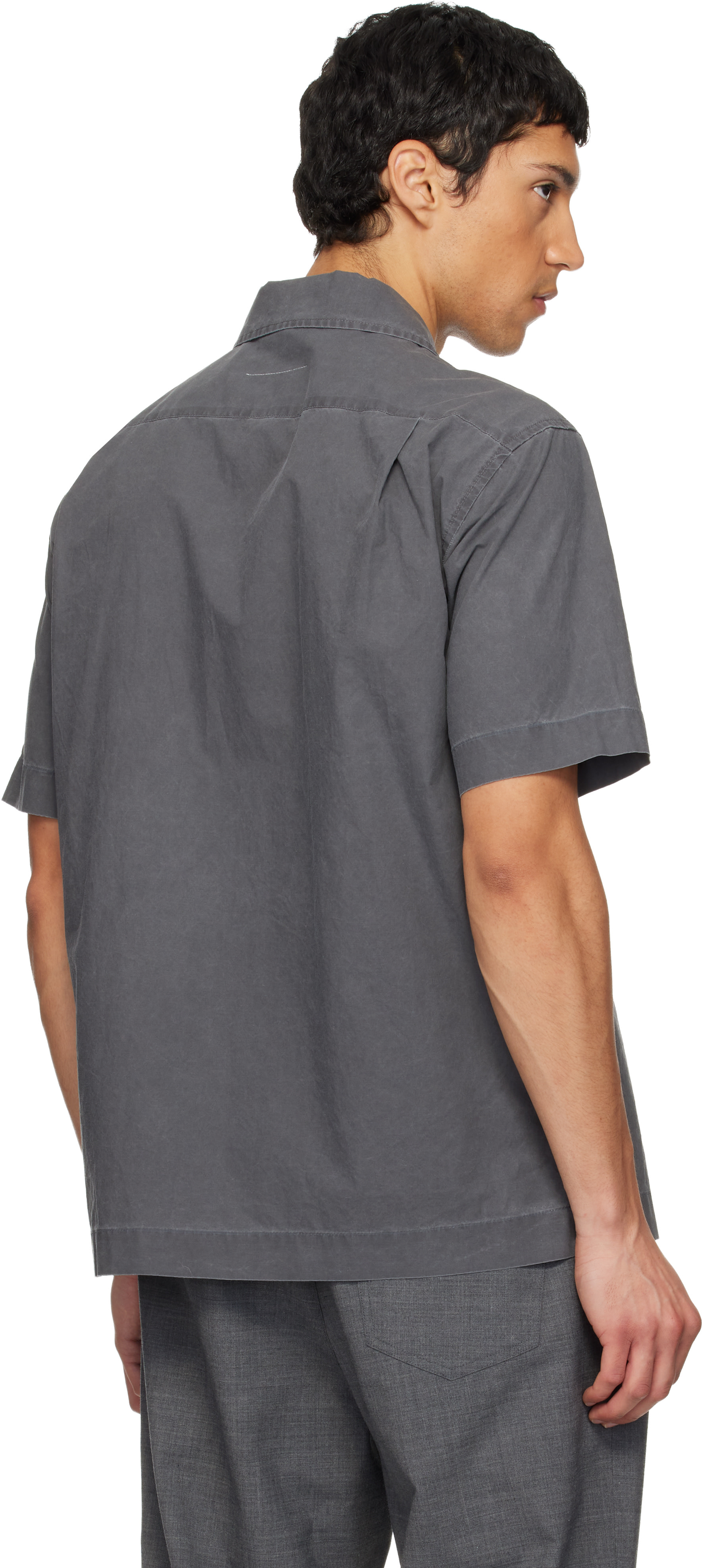 MM6 Maison Margiela: Gray Cotton Shirt | SSENSE
