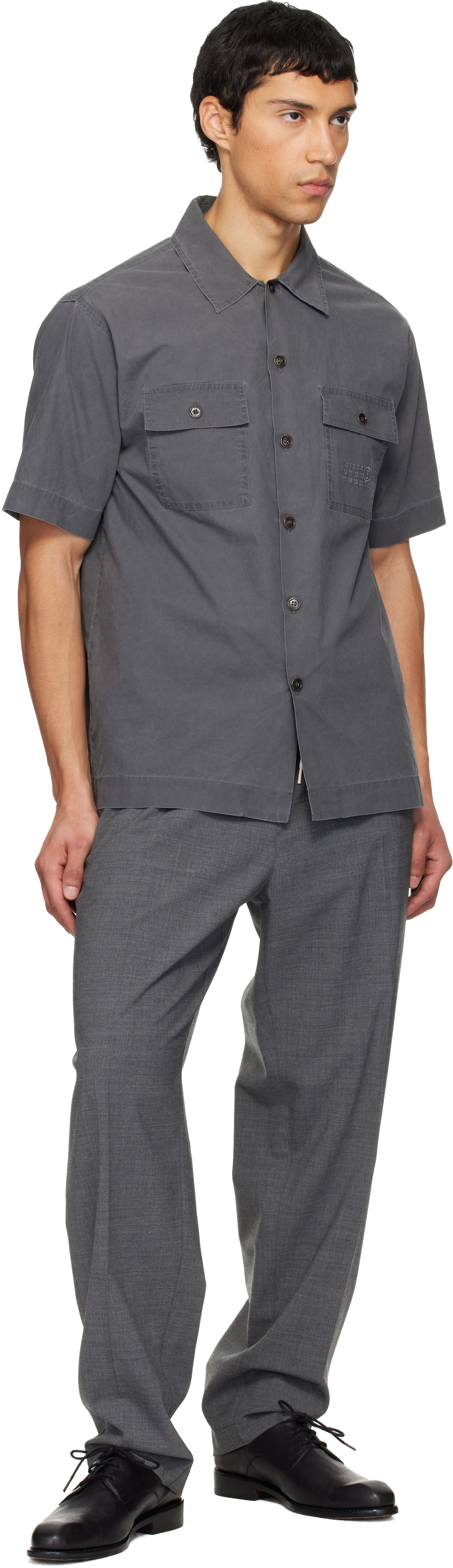 MM6 Maison Margiela: Gray Cotton Shirt | SSENSE
