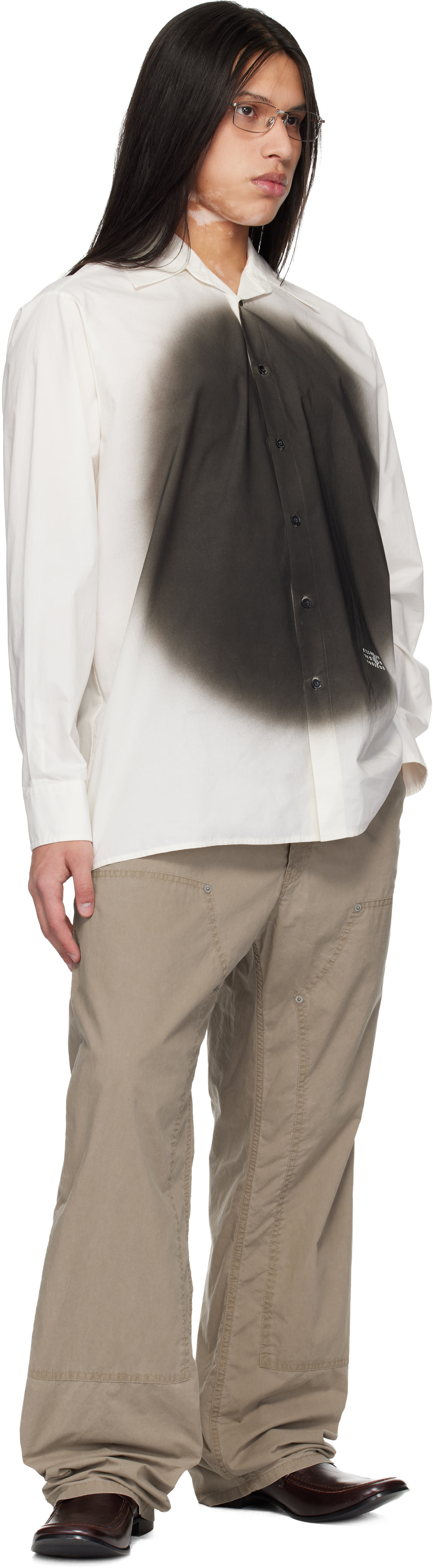 美品★ MM6 Maison Margiela 転写プリントブラウス MM6 Maison Margiela: White Spray Print Shirt | SSENSE