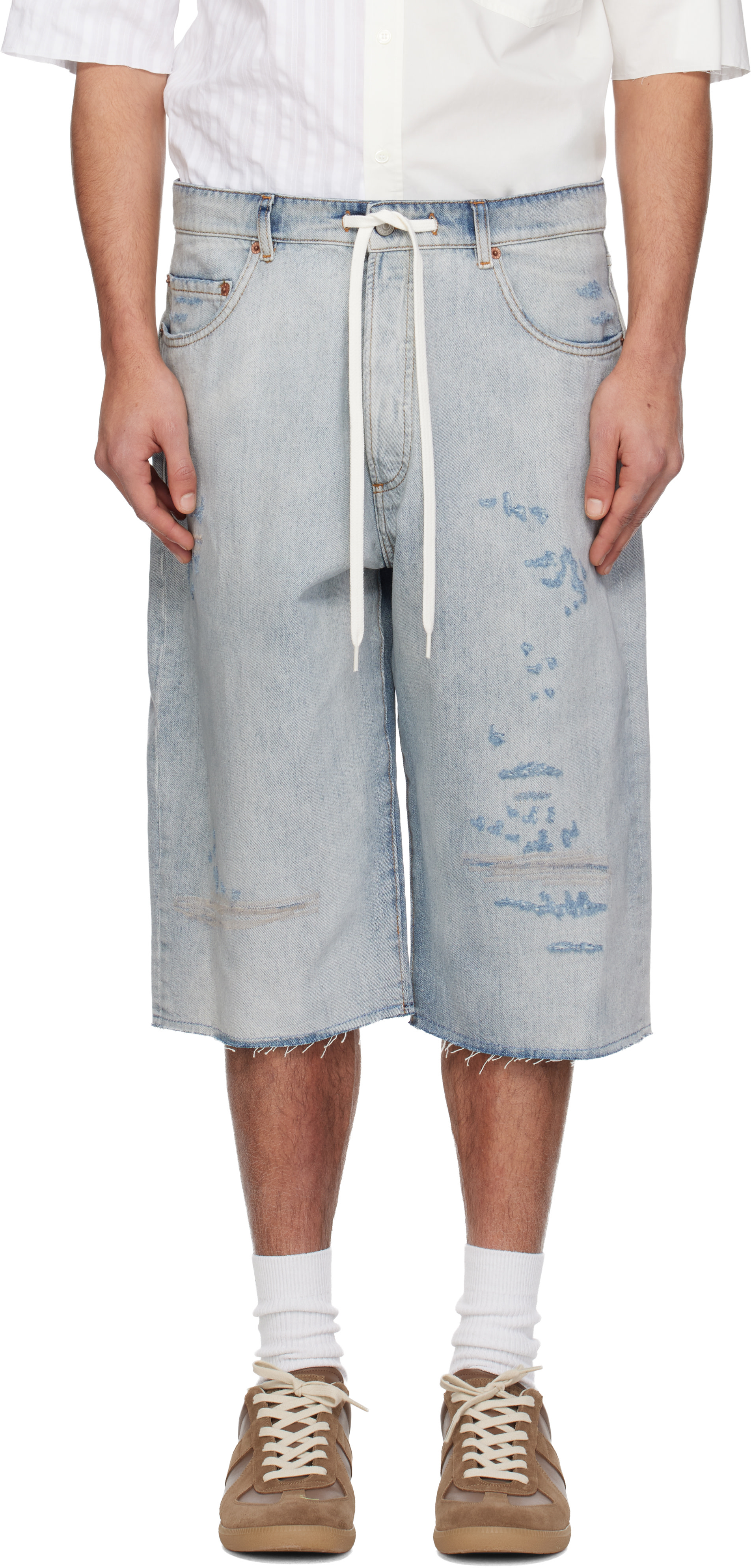 MM6 Maison Margiela - Blue Drawstring Denim Shorts
